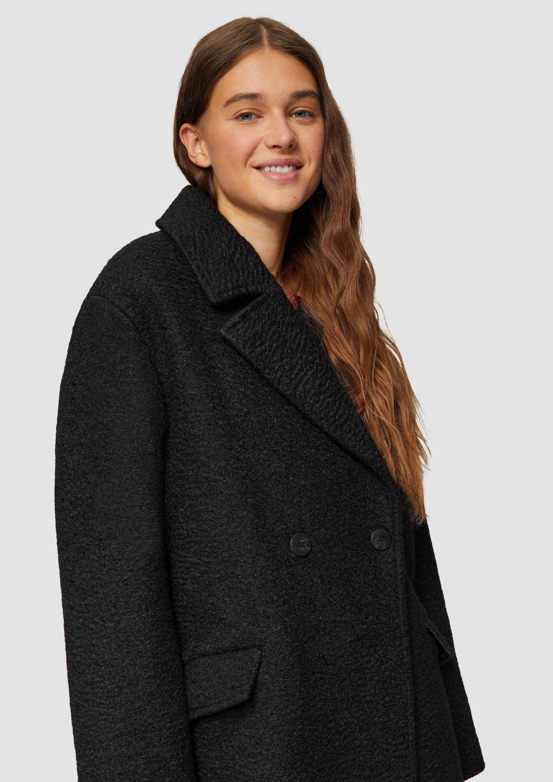 QS Funktionsmantel Outdoor-Mantel Oversized-Mantel aus Bouclé