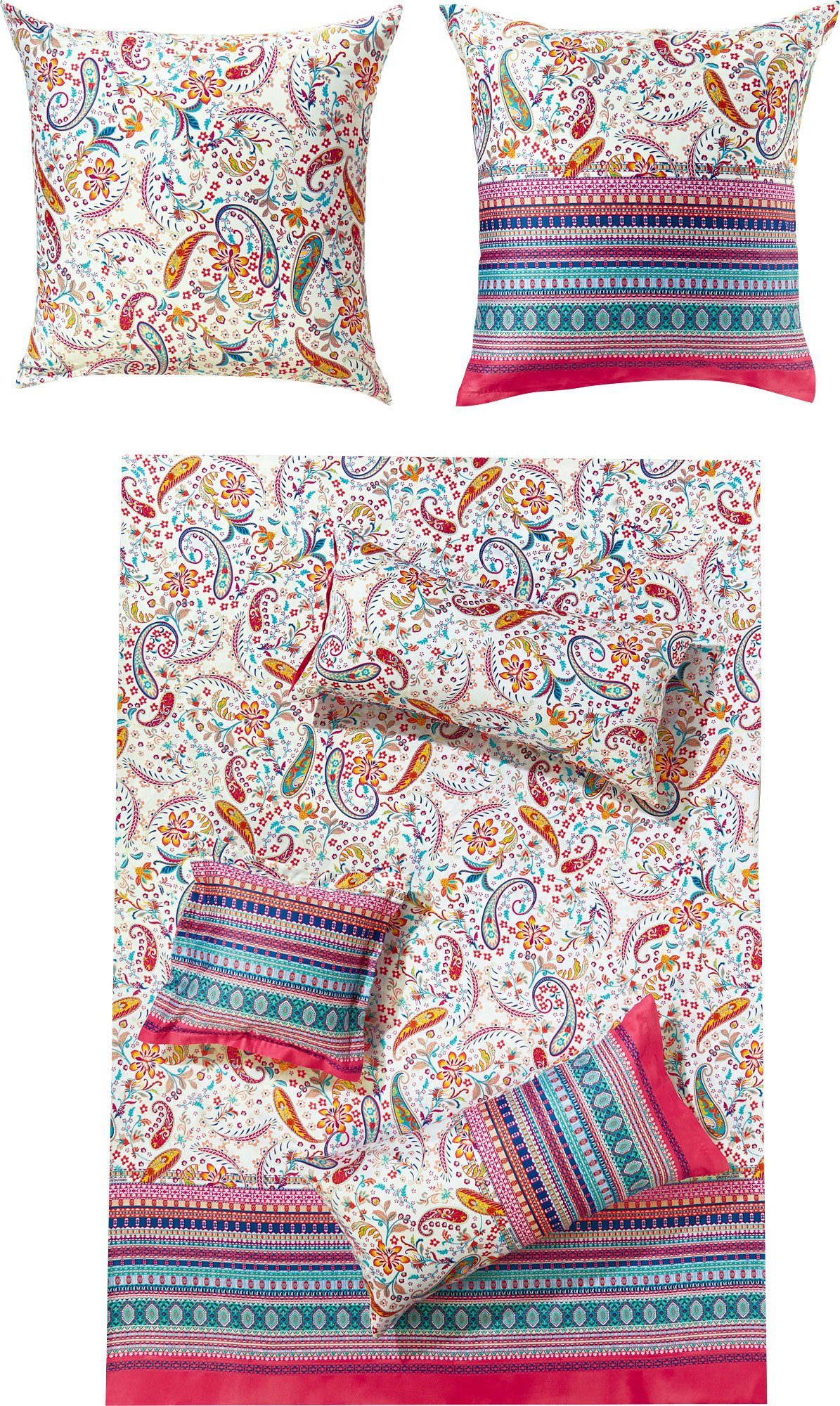 Bassetti Bettwäsche Bettwäsche "Burano", Mako-Satin, 3 teilig, Paisley