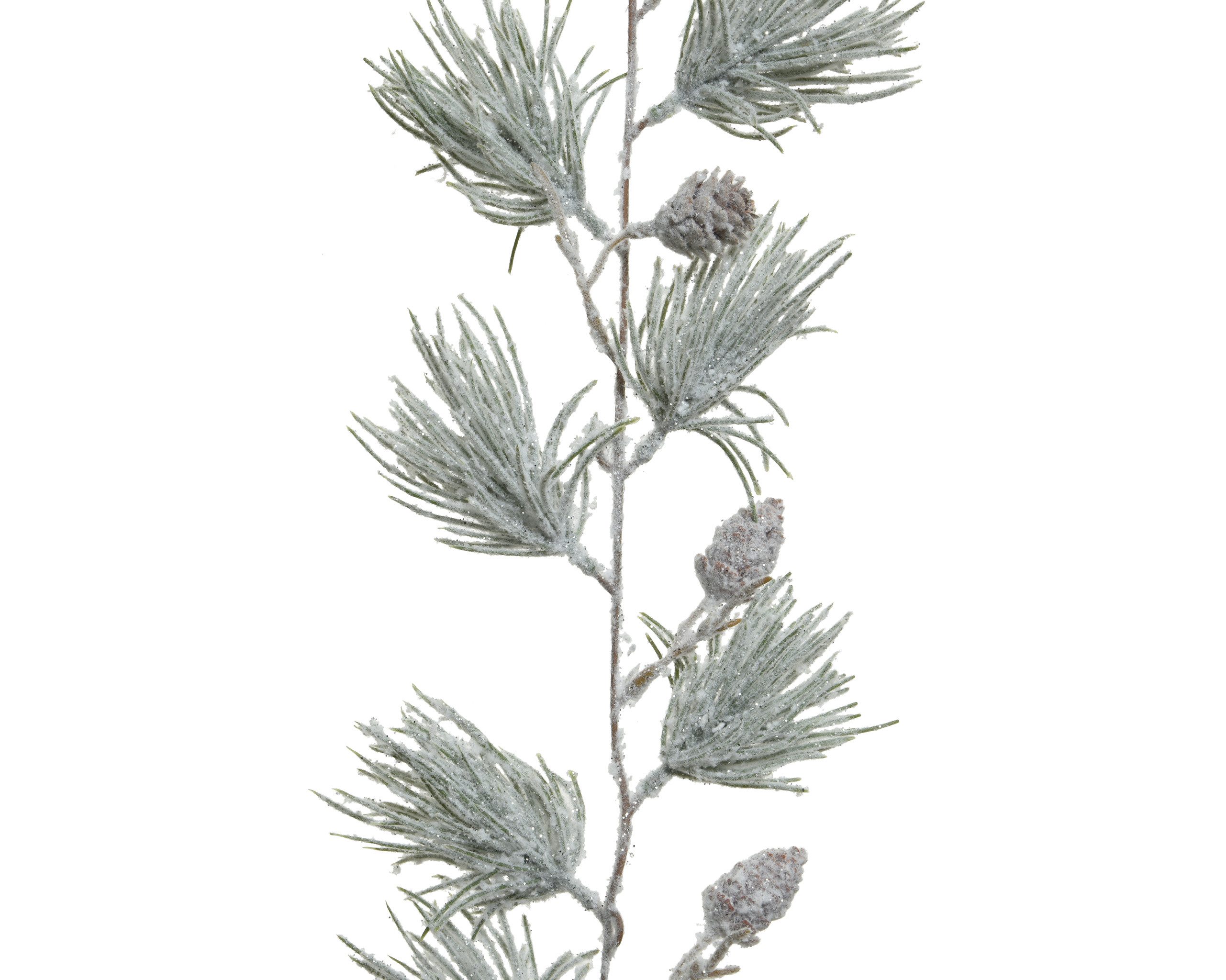 Kaemingk Girlanden, Kiefergirlande 16cm künstlich mit Zapfen & Schnee 1,8m Grün / Weiß