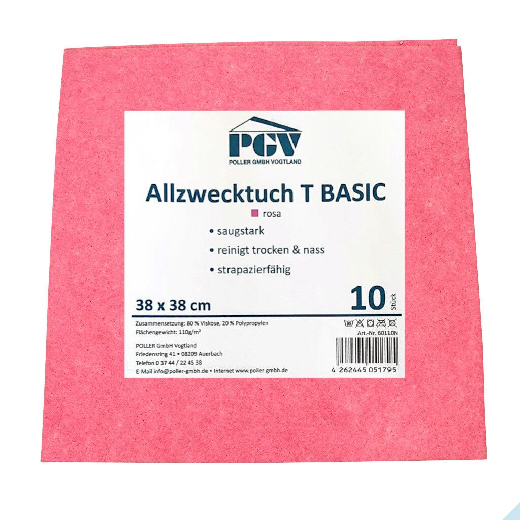Allzwecktuch Vlies, 38 x 38 cm, verschiedene Farben Reinigungstücher (10-tlg)