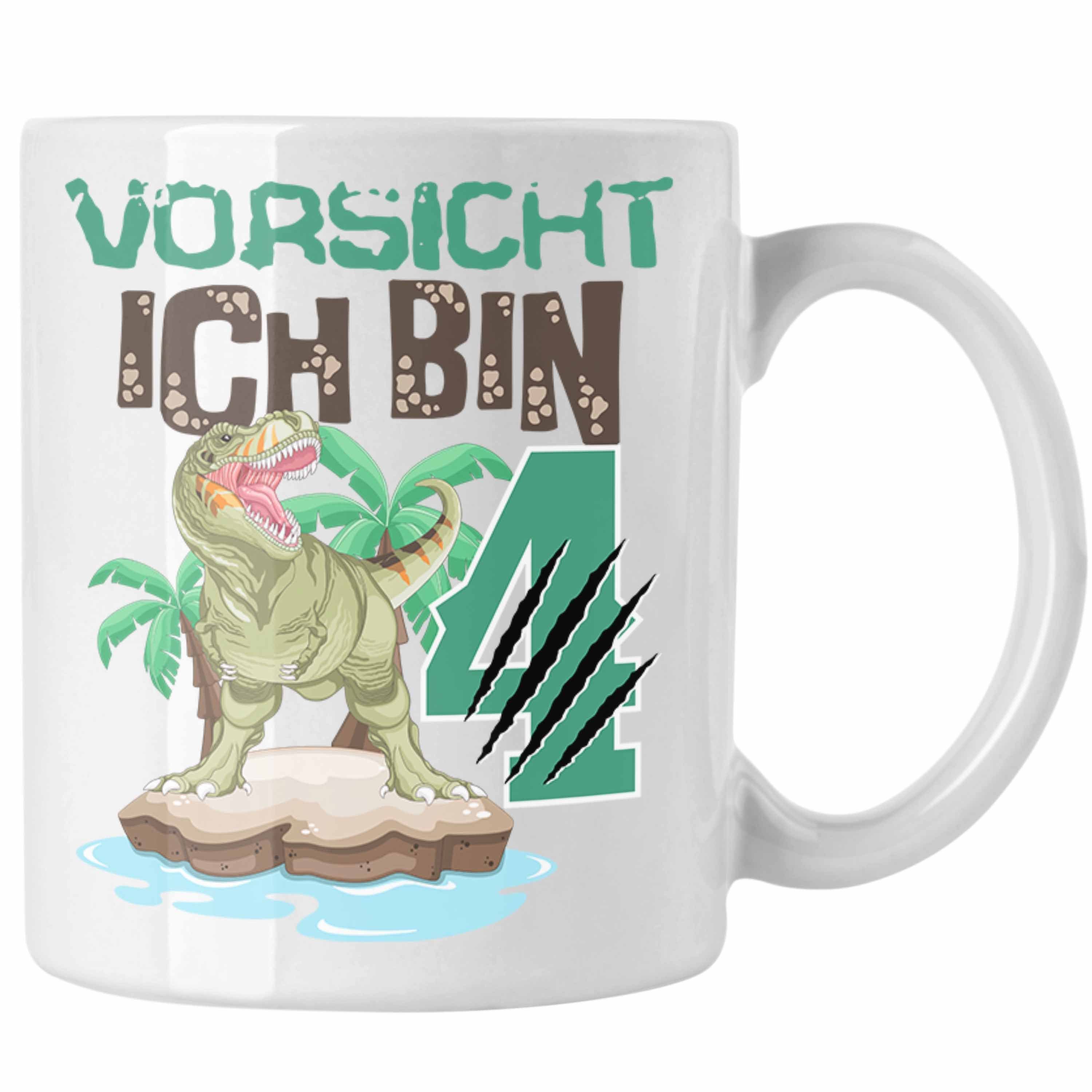 4er Dinosaur 4 Tasse Geschenkidee Ich Geschenk Jungs Bin Weiss Trendation Geburtstag Vorsicht