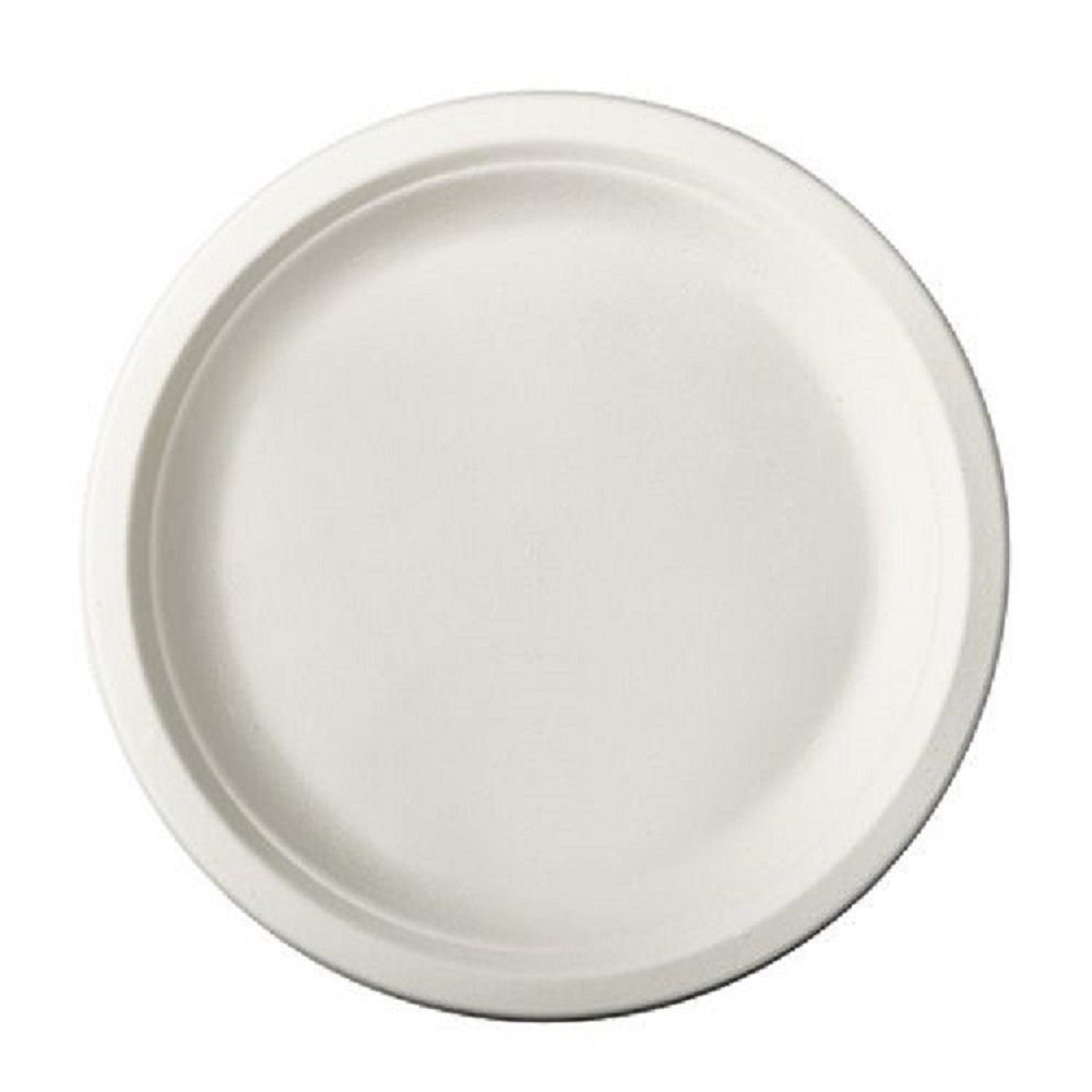 Einwegteller 50 Teller Zuckerrohrteller Ø 23cm "pure" - weiss