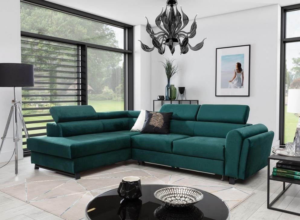 JVmoebel Ecksofa, Wohnlandschaft Ecksofa L Form Sessel Set Garnitur Modern Sofa grün
