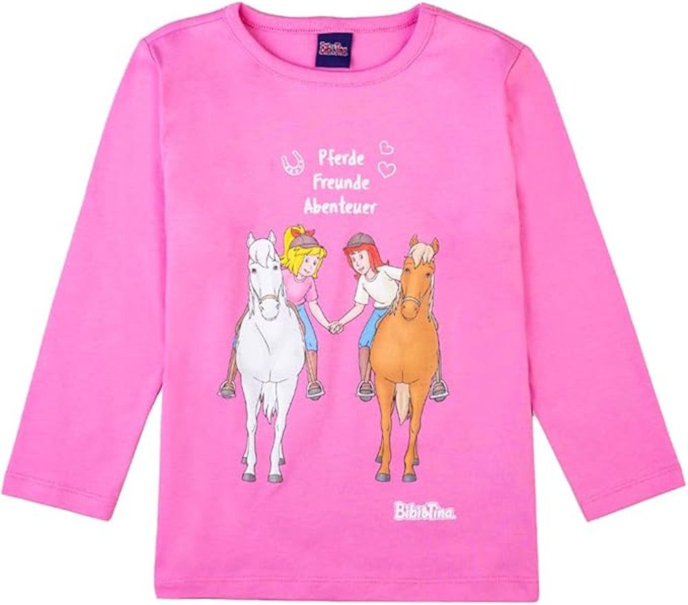Bibi & Tina Langarmshirt Bibi und Tina Mädchen Langarmshirt Pferde Freunde fuchsia pink (1-tlg)