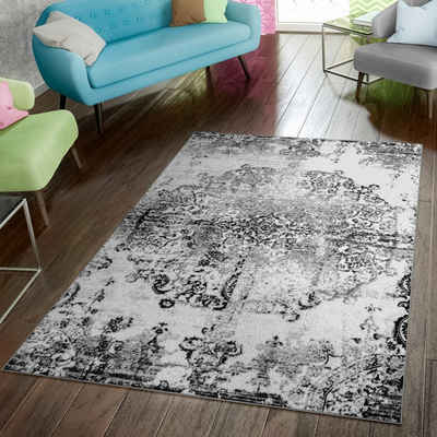 Teppich Modern Preiswert Wohnzimmer e Shabby Chic Vintage Schwarz Weiß, TT Home, rechteckig, Höhe: 13 mm