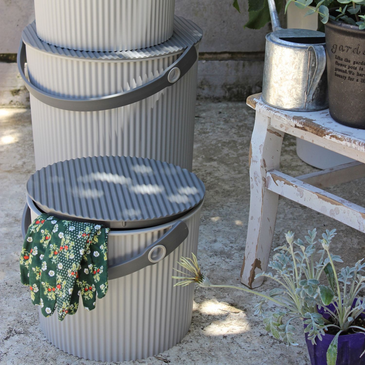 Hachiman Aufbewahrungsbox Hachiman Omnioutil Mini-Eimer Naturaluxe Grau 4 l