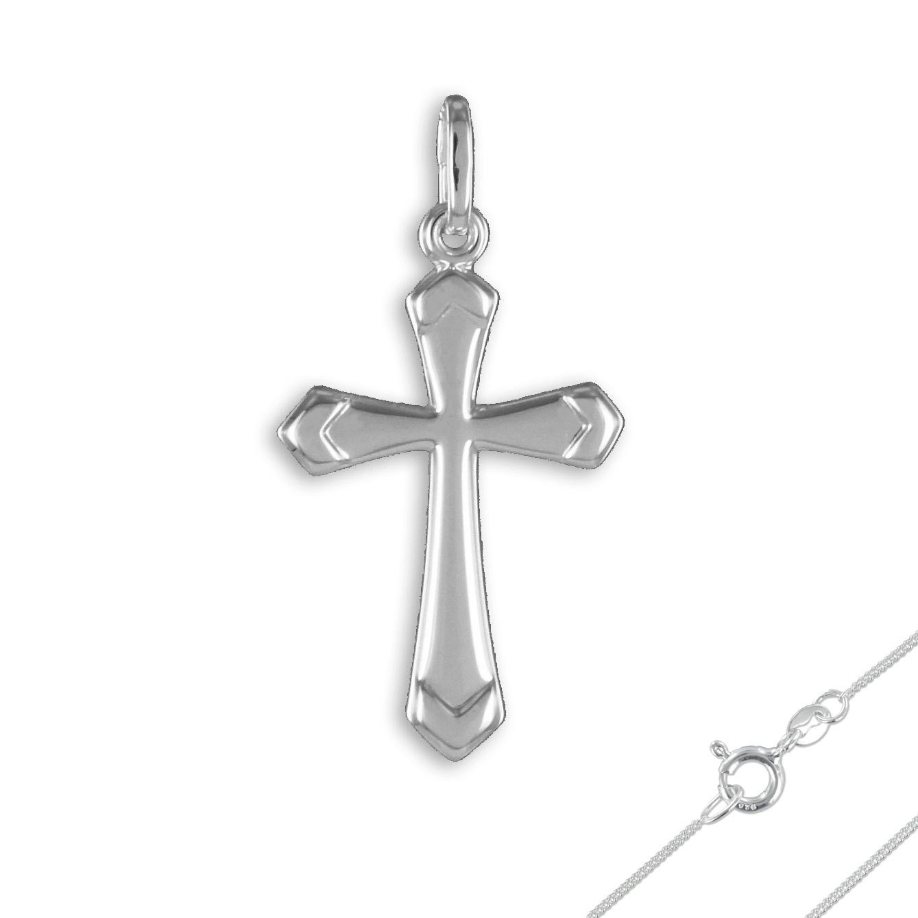 Order & Smile Schmuck Kreuzkette Kreuz mit Kette: Anhänger Halskette Silber