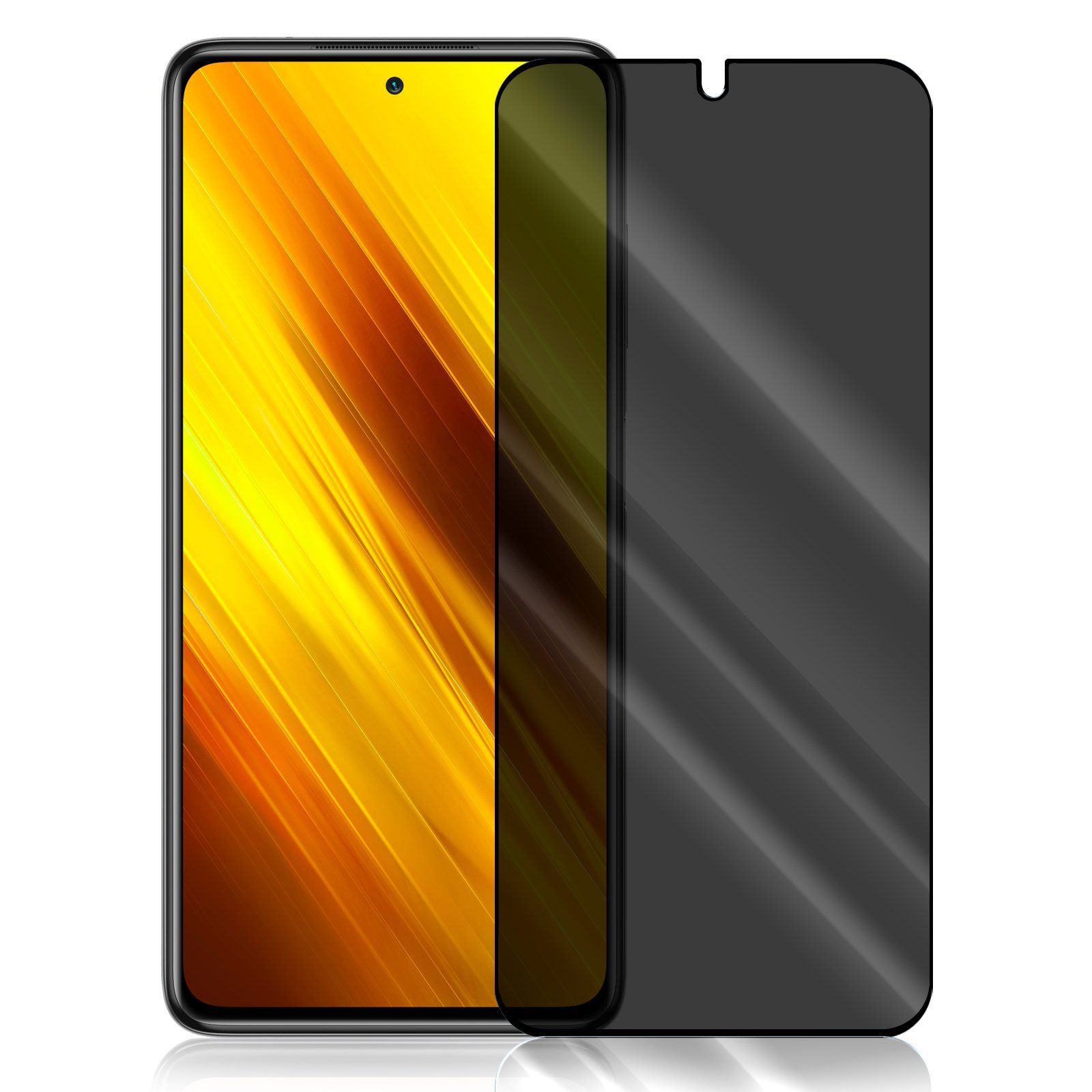Numerva Schutzfolie Panzer Folie für Xiaomi Poco X3 / X3 NFC Echt Glas Folie, (1x Schutzfolie 2x Reinigungstücher), Anti Spy Schutzfolie Blickschutz Glasfolie Sichtschutzfolie