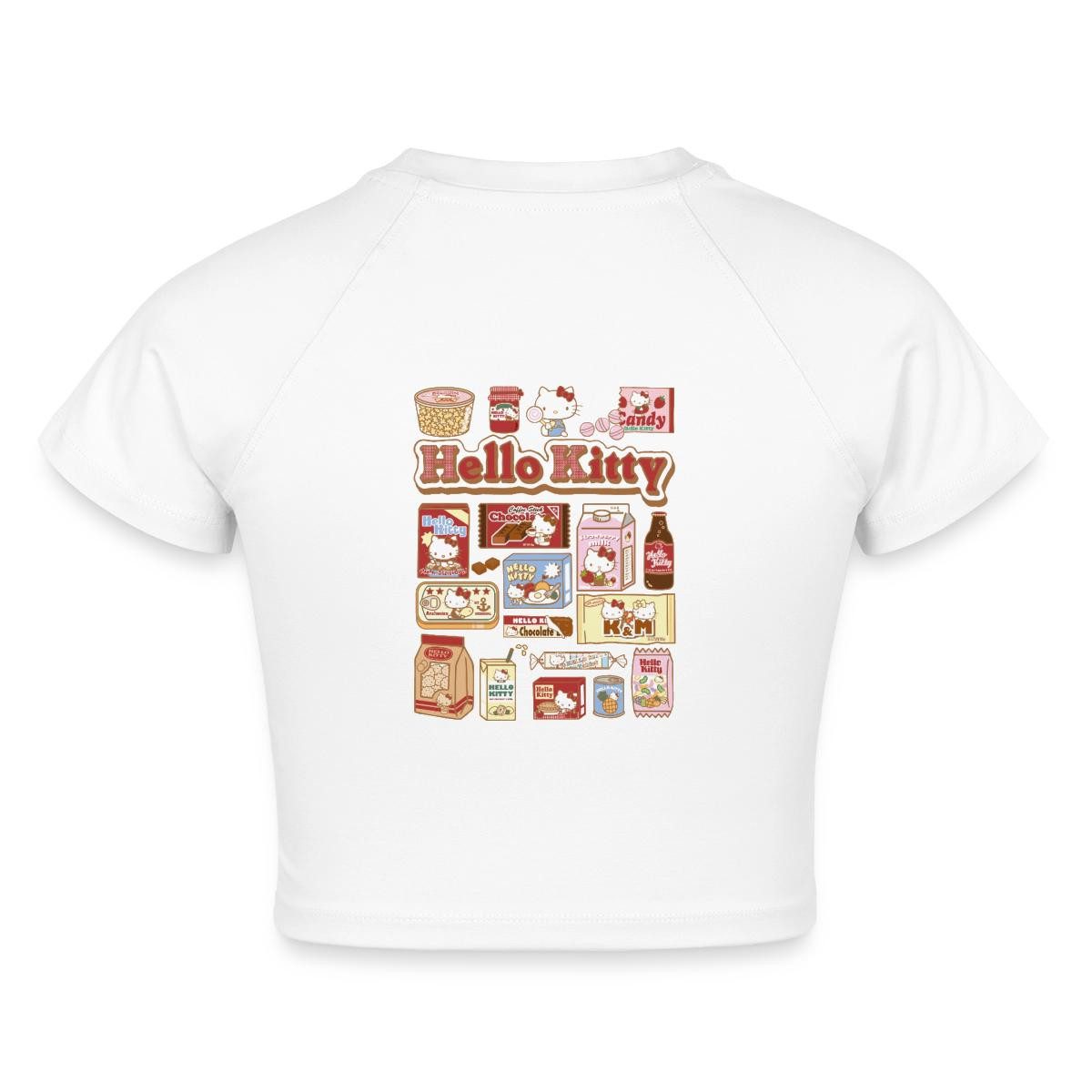 Spreadshirt T-Shirt Hello Kitty Snack Collage Crop Top (1-tlg) Slim Fit, Crop Top