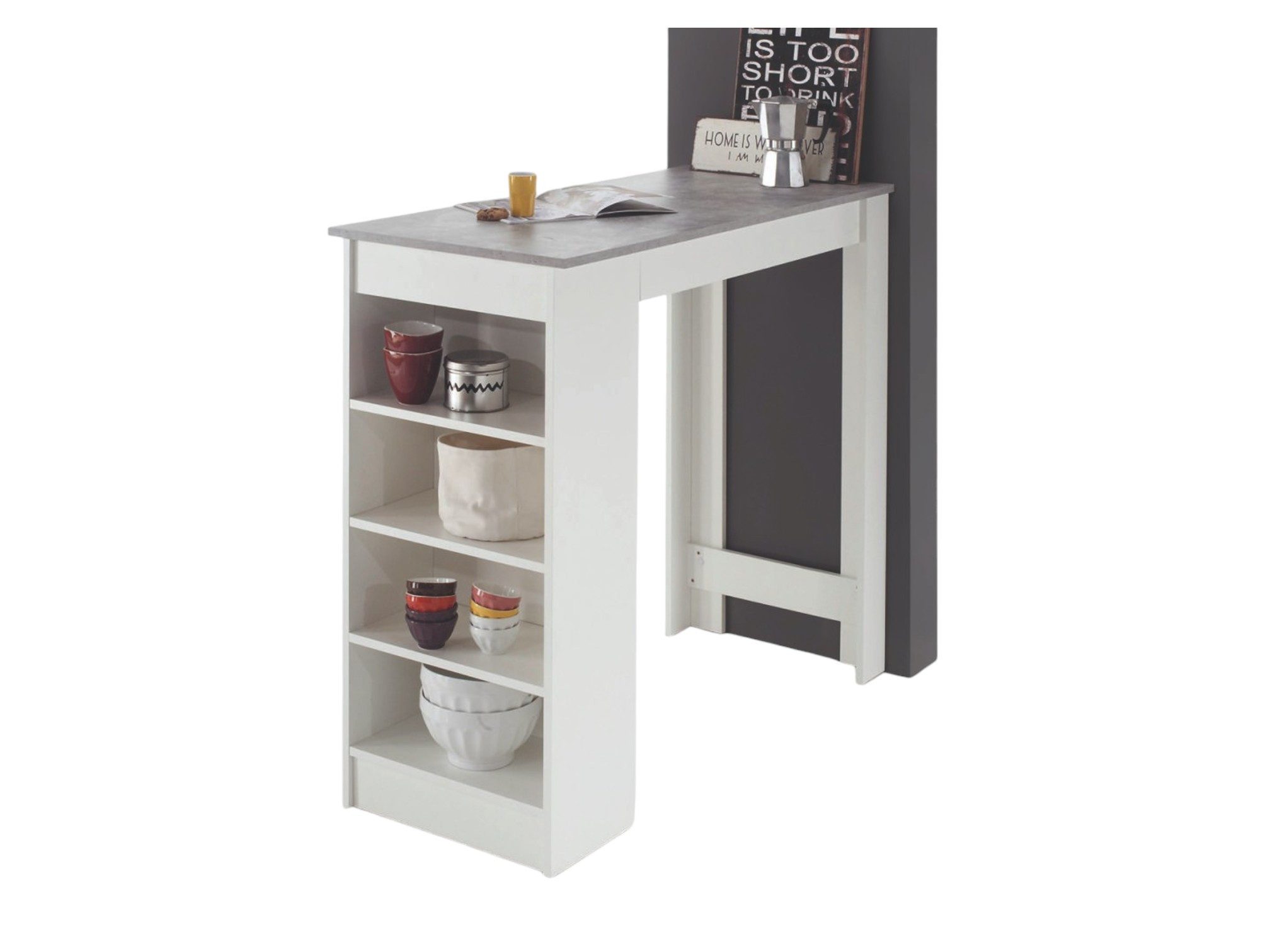 moebel-dich-auf Bartisch MOJITO (Stehtisch Bistrotisch Tresentisch, 115 cm breit), mit Regalfächern (beidseitig montierbar)