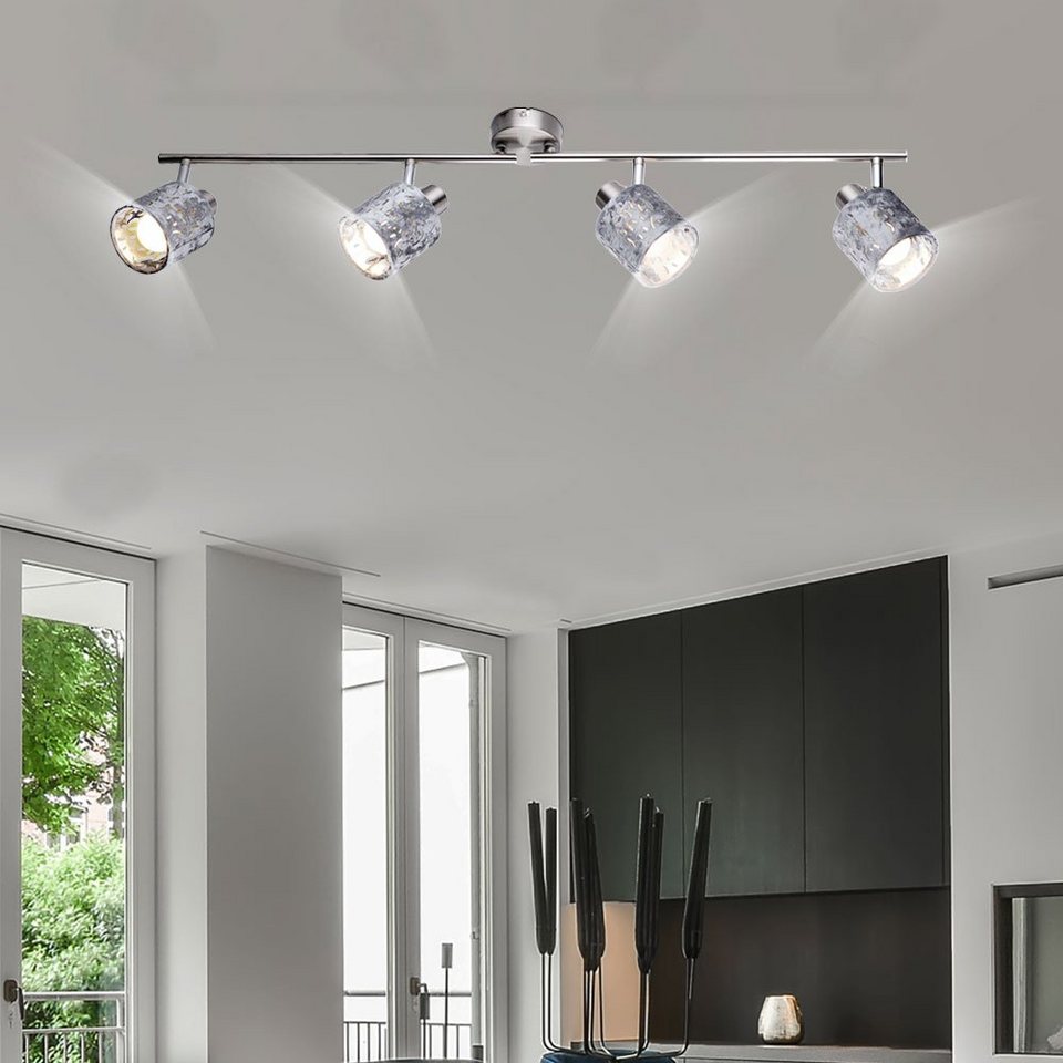 etc-shop LED Deckenleuchte, Leuchtmittel nicht inklusive, Decken Lampe Ess  Zimmer Dekor Stanzung Samt Spot Leuchte schwenkbar