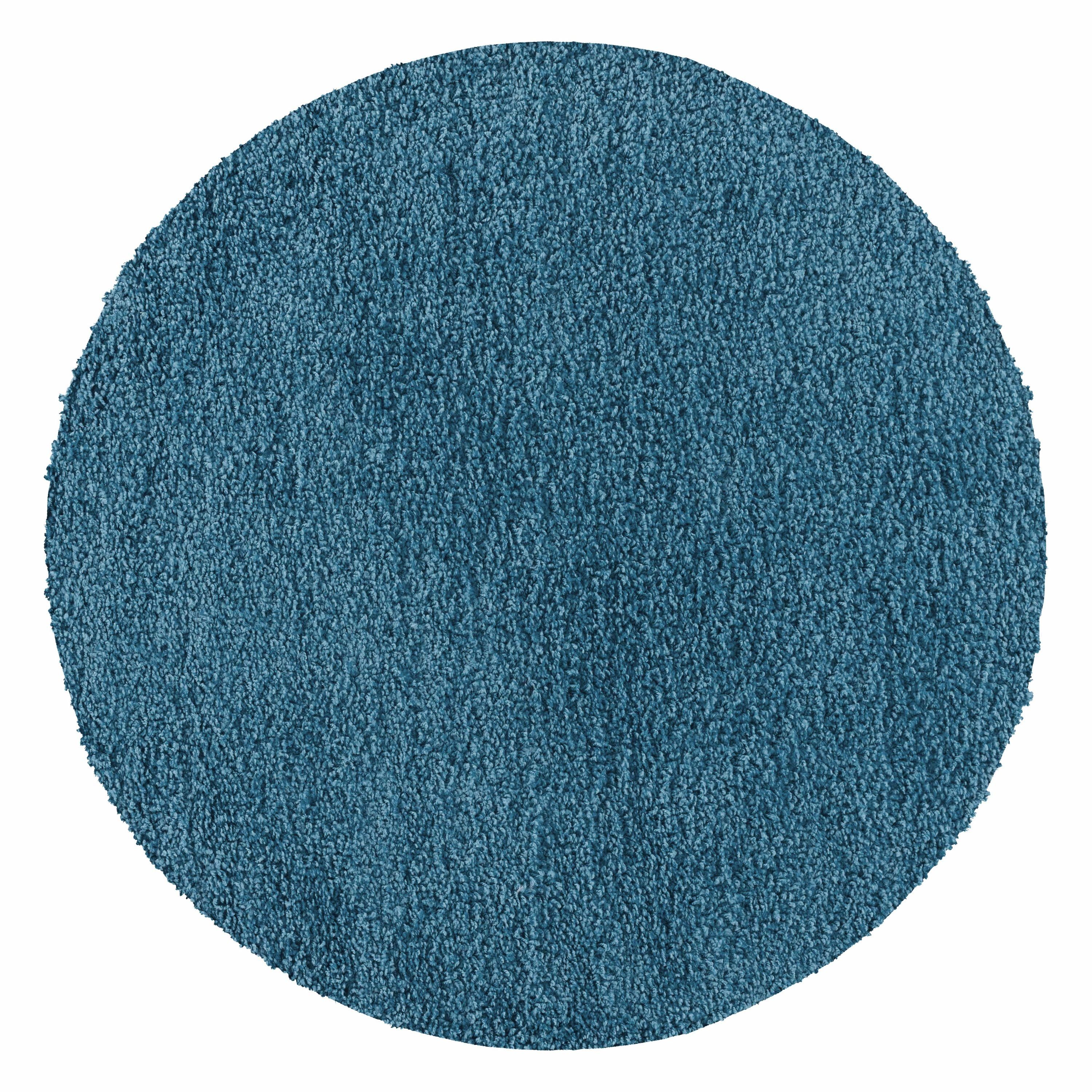 Teppich Unicolor - Einfarbig, Teppium, Rund, Höhe: 50 mm, Teppich Wohnzimmer Türkis