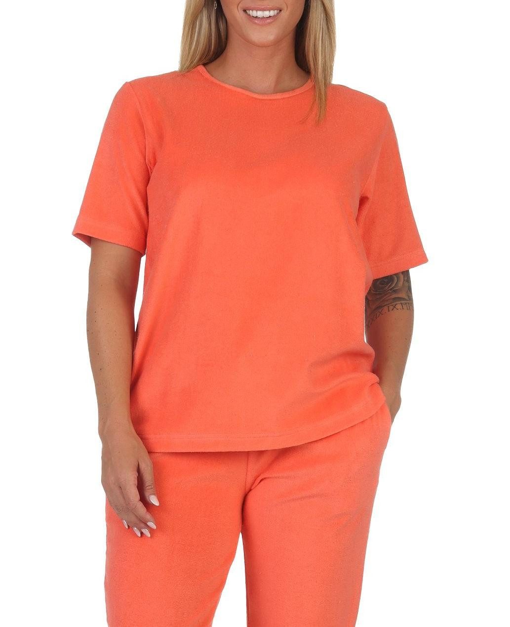Normann Relaxanzug Damen kurzarm Frottee Schlafanzug Oberteil Pyjama Top Mix & Match