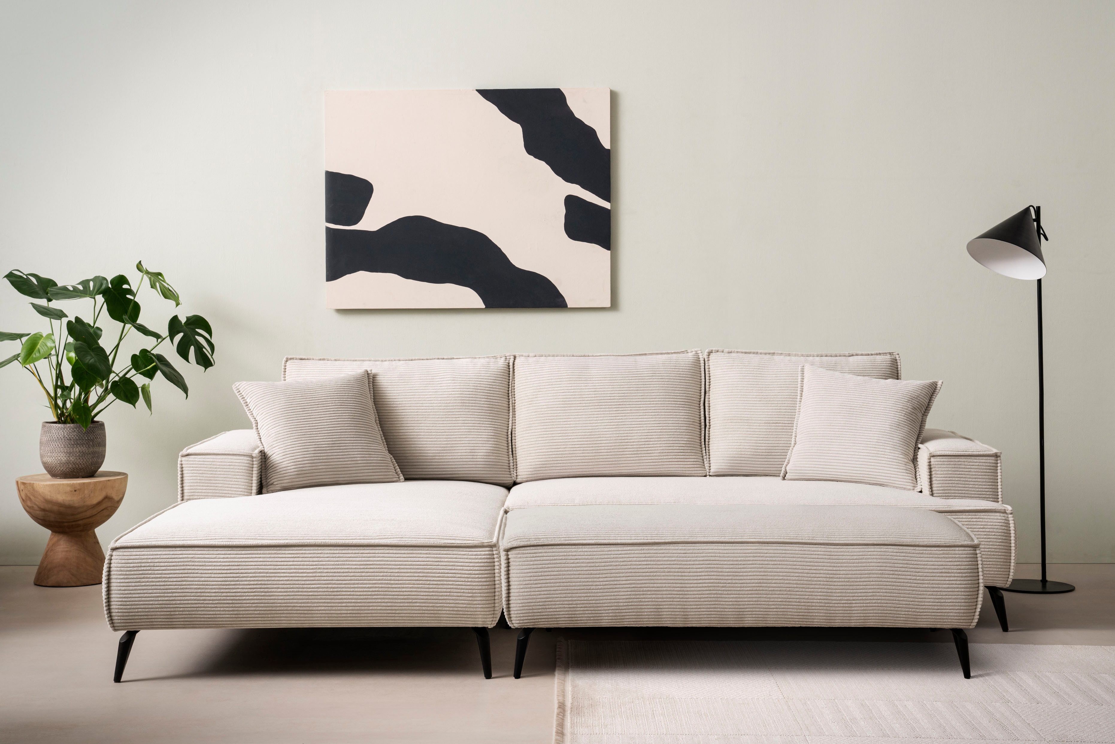 andas Sitzgruppe TVINNU, Polsterecke L-Form, Schlaffunktion, mit Hocker, (Set, 2-tlg), stellbar zum Schlafsofa (Krokodilverbinder)