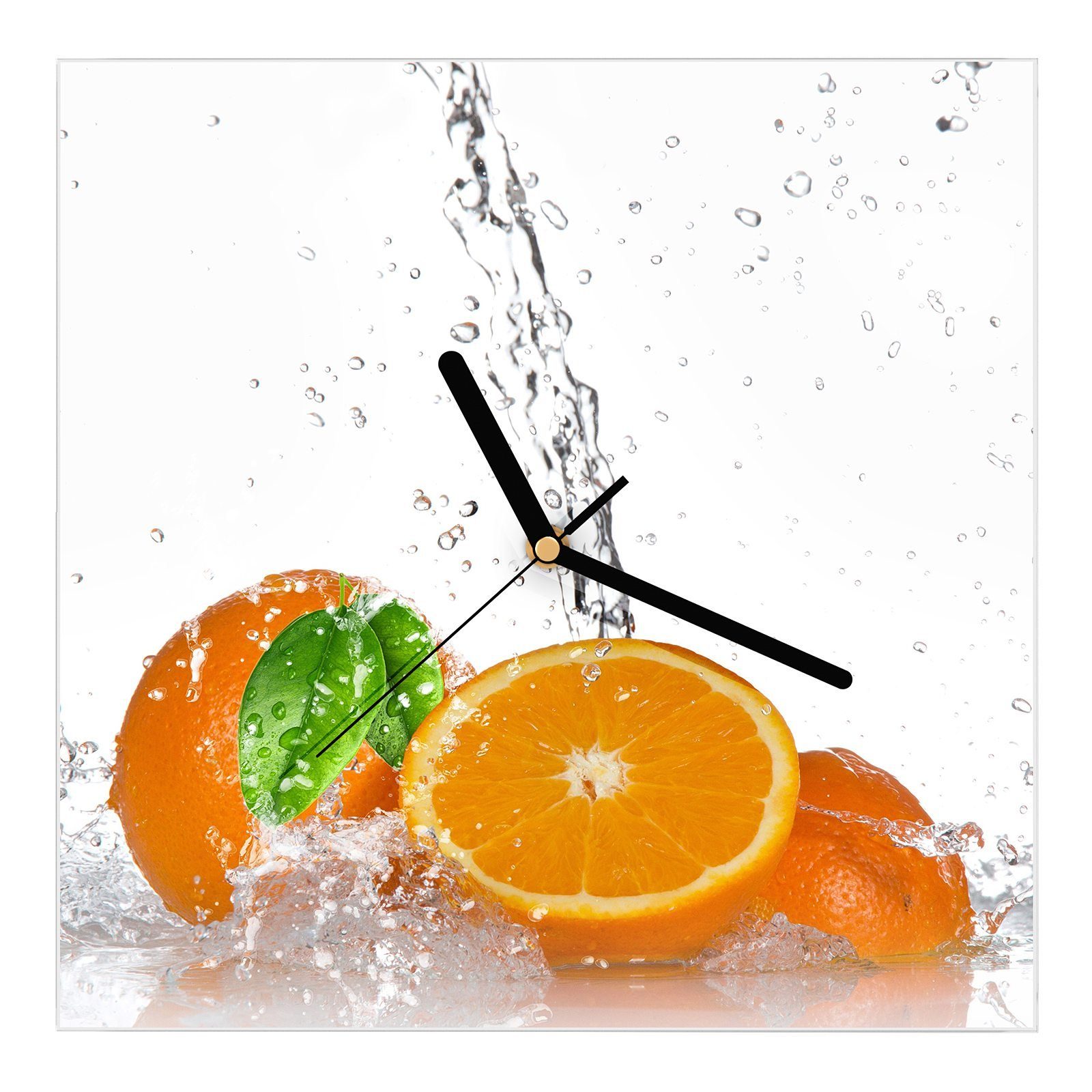 30 Motiv Orangen mit Wasser Wandkunst 30 Größe Glasuhr Primedeco Wanduhr cm x auf Wanduhr