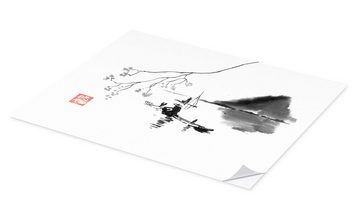 Posterlounge Wandfolie Péchane, Fischer auf dem Fluss, Wohnzimmer Feng Shui Illustration