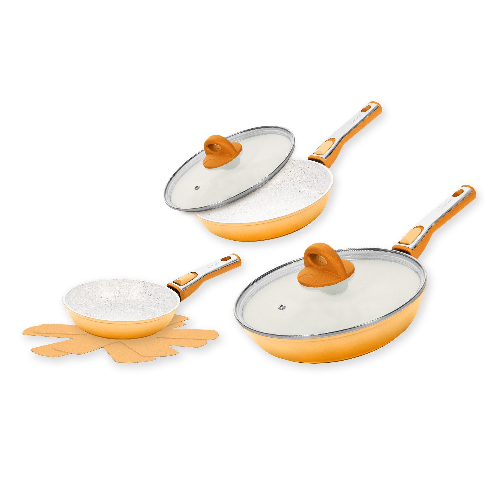 Genius Pfannen-Set Cerafit Revolution Keramik-Pfannenset 7-teilig, 20 cm + 24 cm + 28 cm, (SET 7tlg)