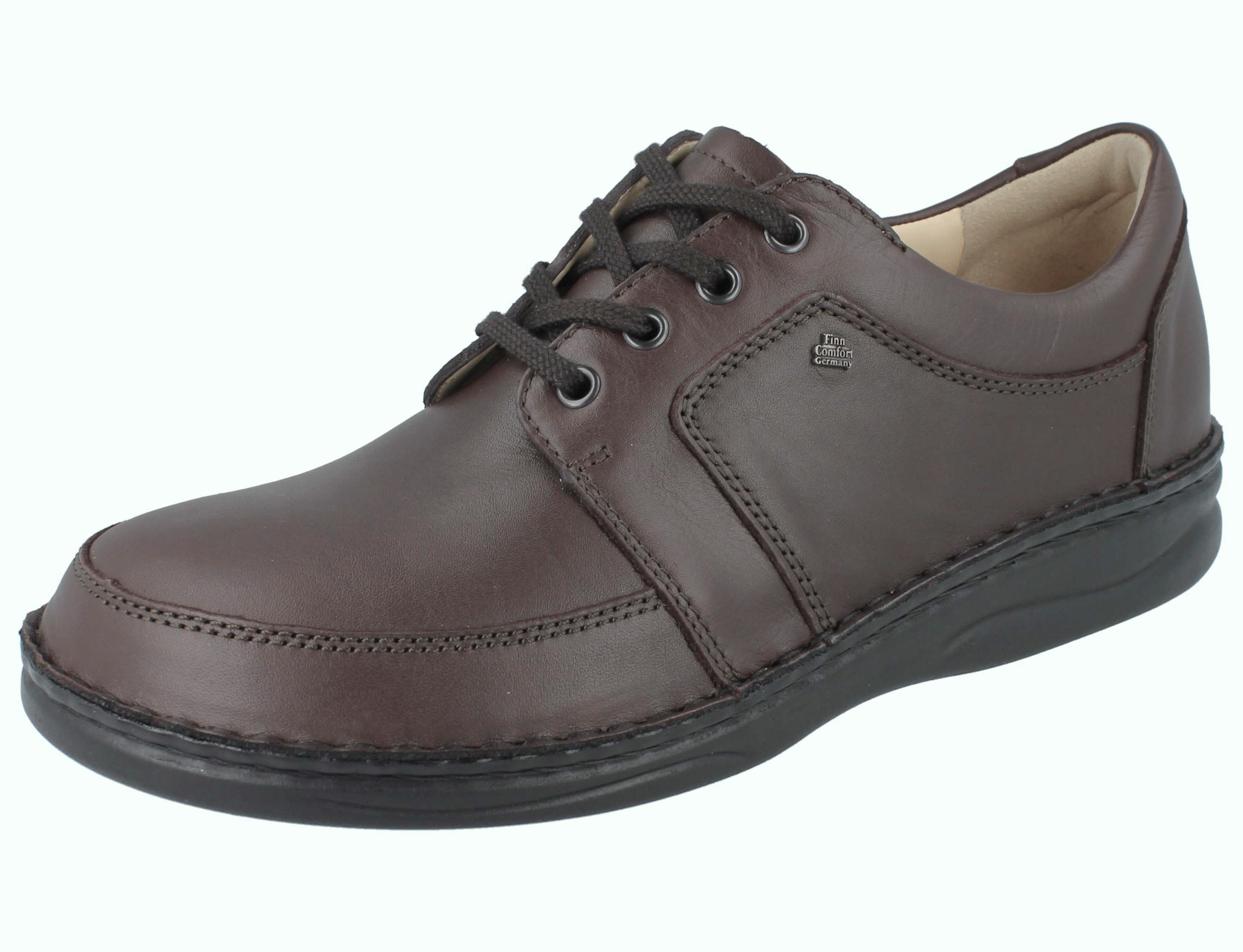 Finn Comfort FINN COMFORT Norwich Herren Halbschuhe dunkelbraun Glattleder - Schnürschuh Wechselfußbett