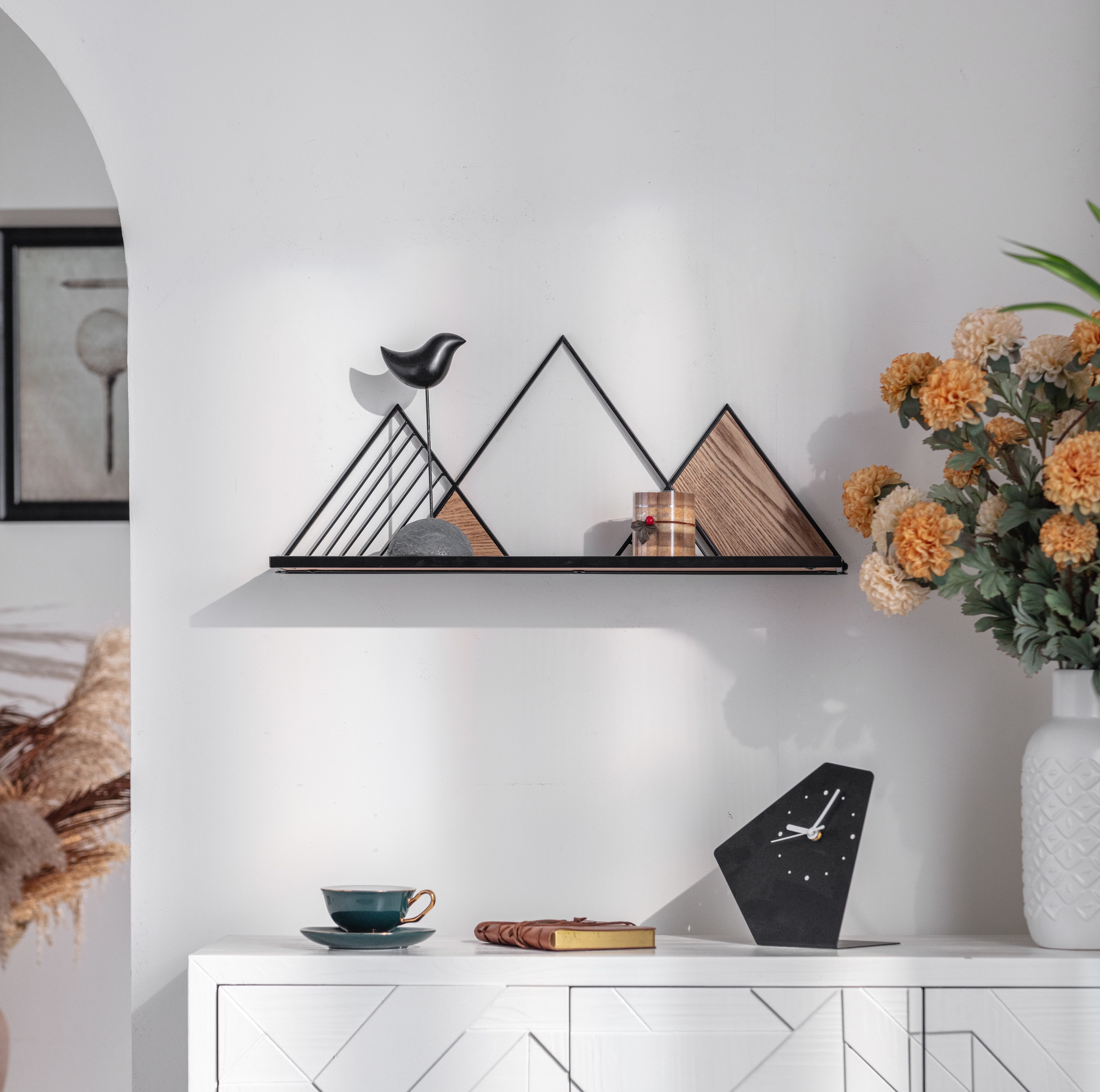 K&L Wall Art Deko-Wandregal Holz Metallregal günstig online kaufen