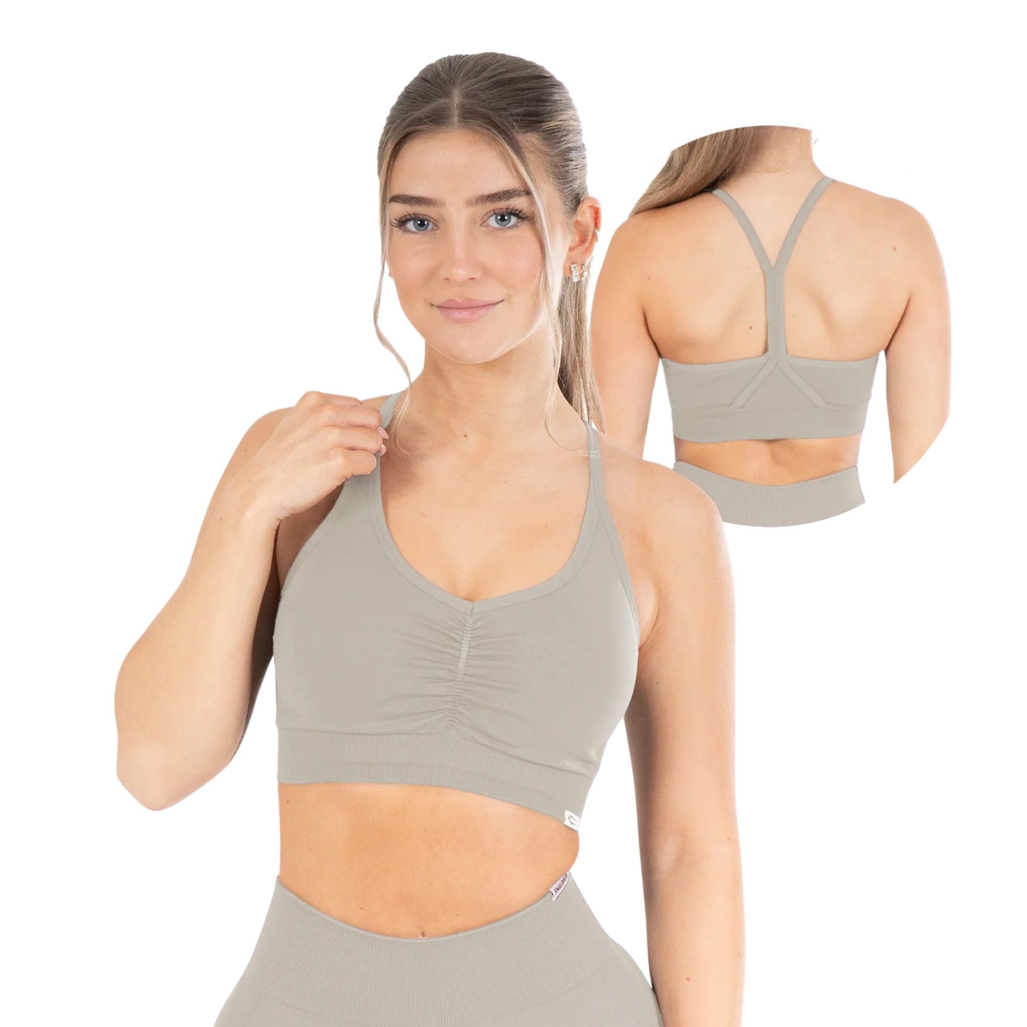 Smilodox Sport-BH Solid Scrunch, Ohne Bügel BH, Shaped Fit Yoga Bra, V-Auss günstig online kaufen
