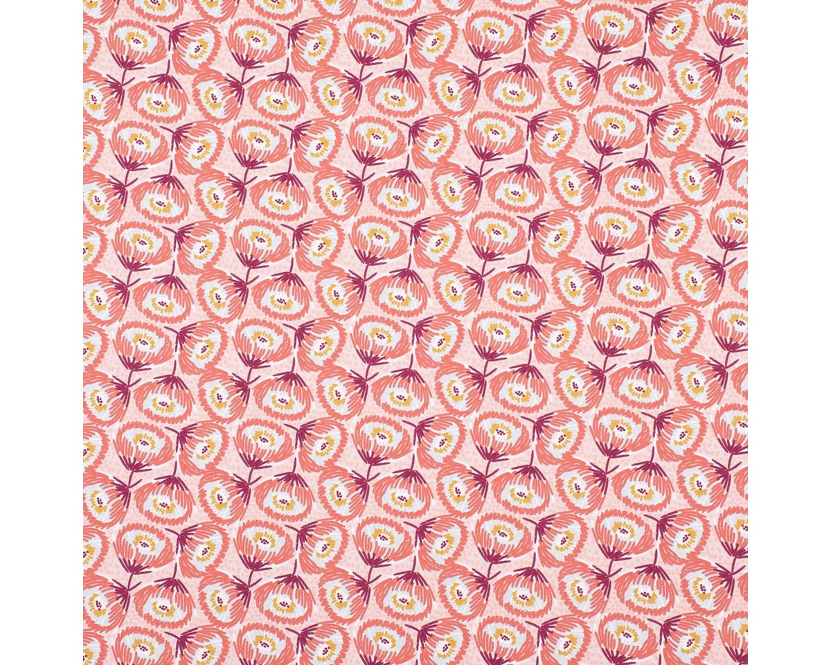 Thumbnail - SCHÖNER LEBEN. Stoff Dekostoff Baumwolle Canvas Tesaya Blumen abstrakt klein rosa rot 1,5m