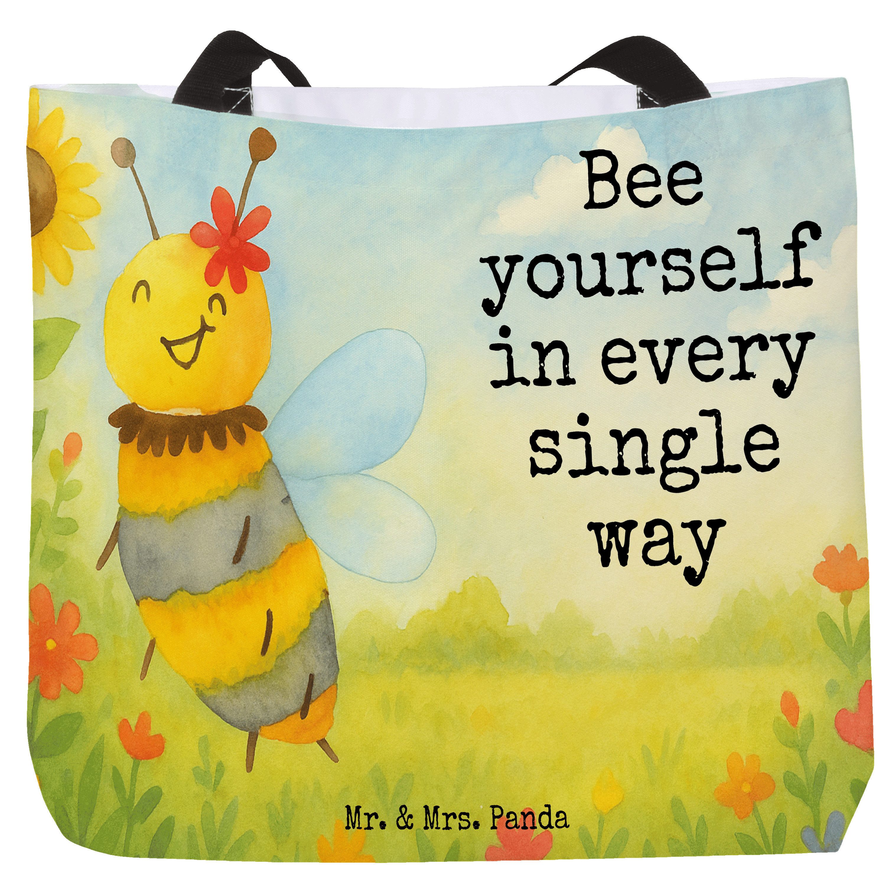 Shopper Biene Blume Design, Tote Bag, Weiß, Tasche, Schultasche, Strandtasche