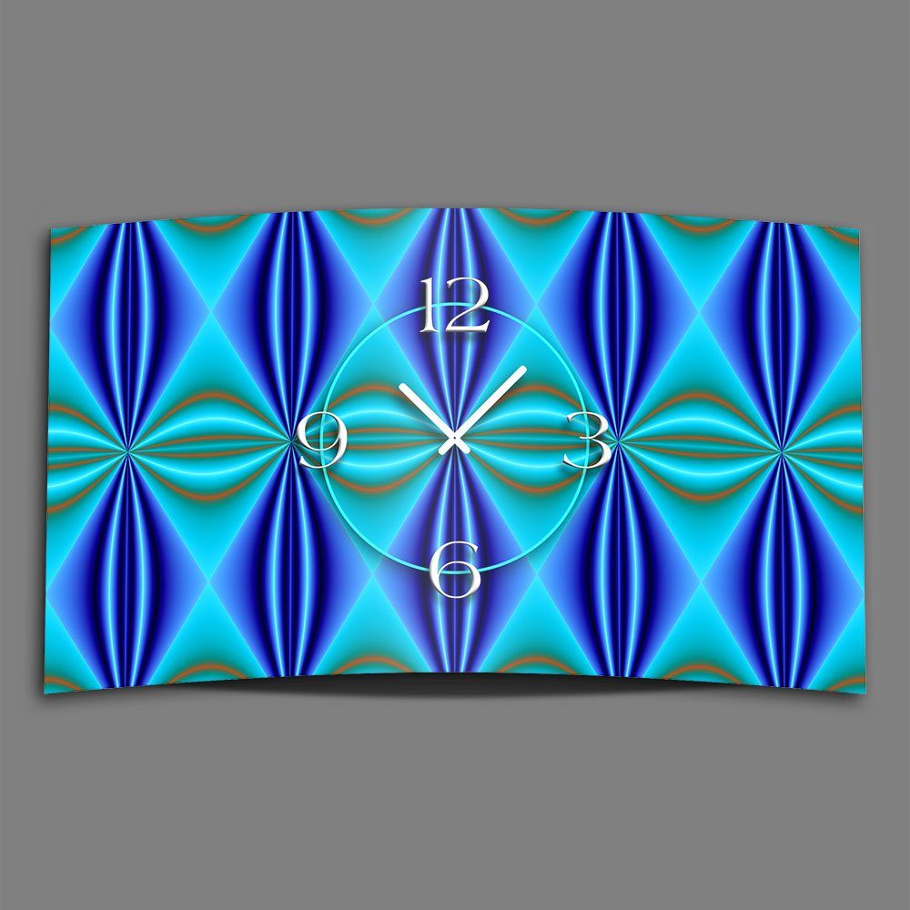 dixtime Wanduhr Abstrakt Muster blau türkis Designer Wanduhr modernes Wanduhren Design (Einzigartige 3D-Optik aus 4mm Alu-Dibond)
