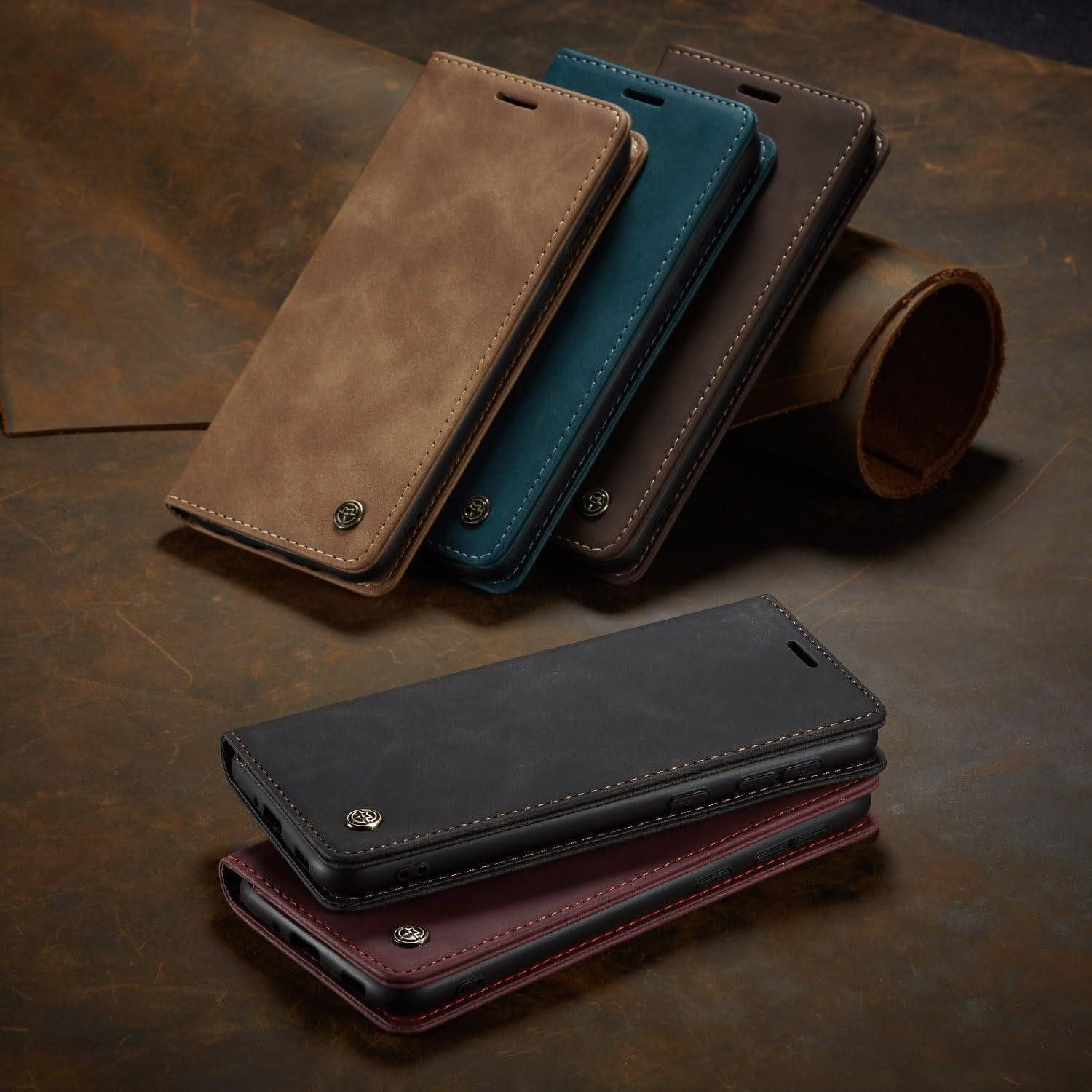 LuxusKollektion Flip Case Handyhülle Samsung Galaxy A35 5G Premium Leder Flip Case kaffee