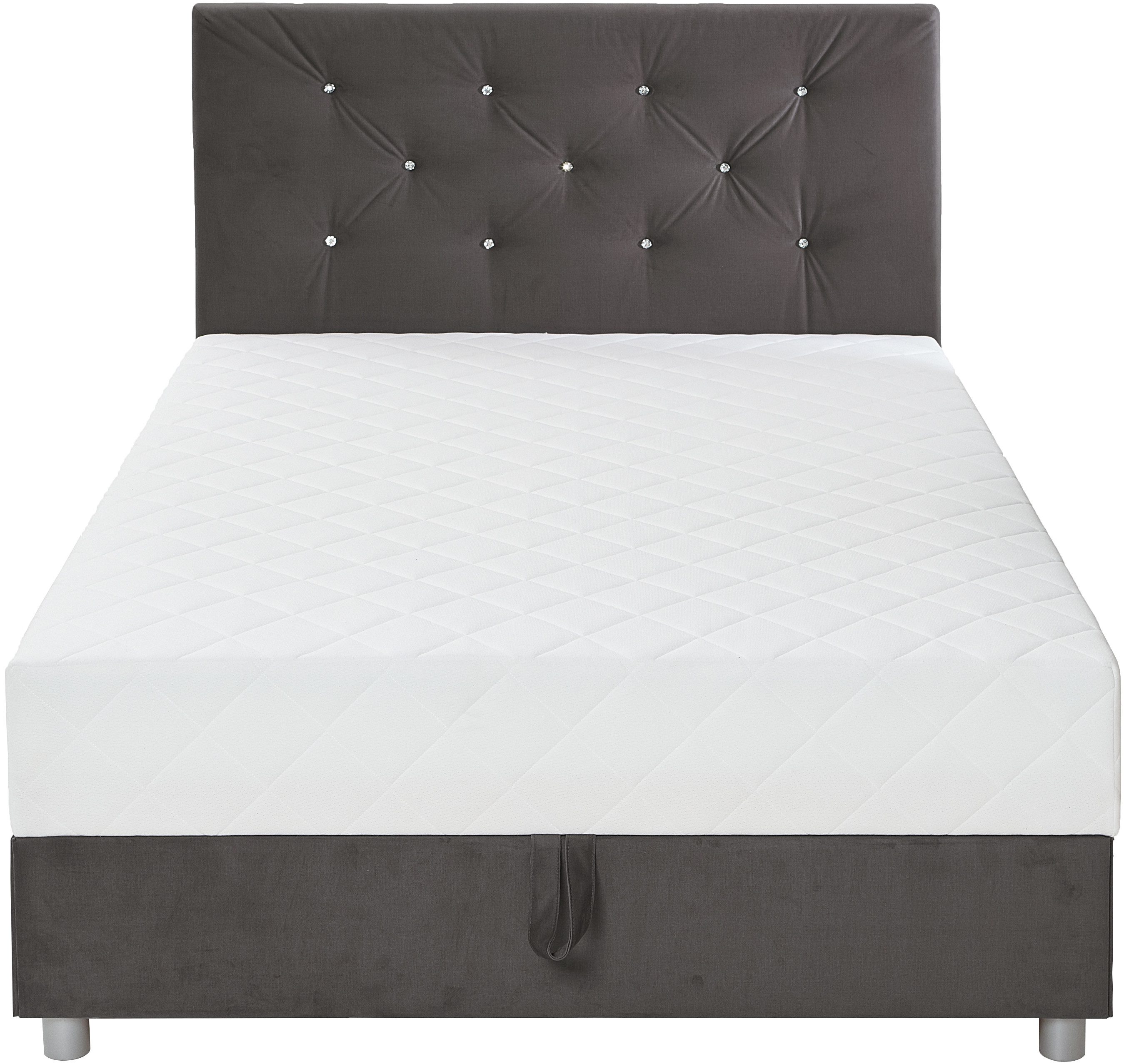 ATLANTIC home collection Boxbett CELIA im hochwertiger Samtoptik, mit Taschen-Federkernmatratze, Bettkasten und Strass-Steinen