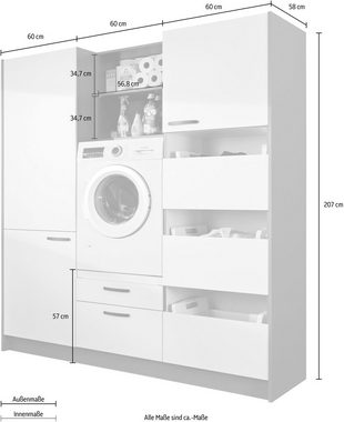 Express Küchen Schrank-Set Arta, (7-St), ohne Geräte, vormontiert, mit Soft-Close-Funktion, Stellbreite 185cm