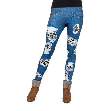 cosey Leggings Bedruckte Bunte Damen Leggings (Einheitsgröße XS-L) Jeans Leo Patches