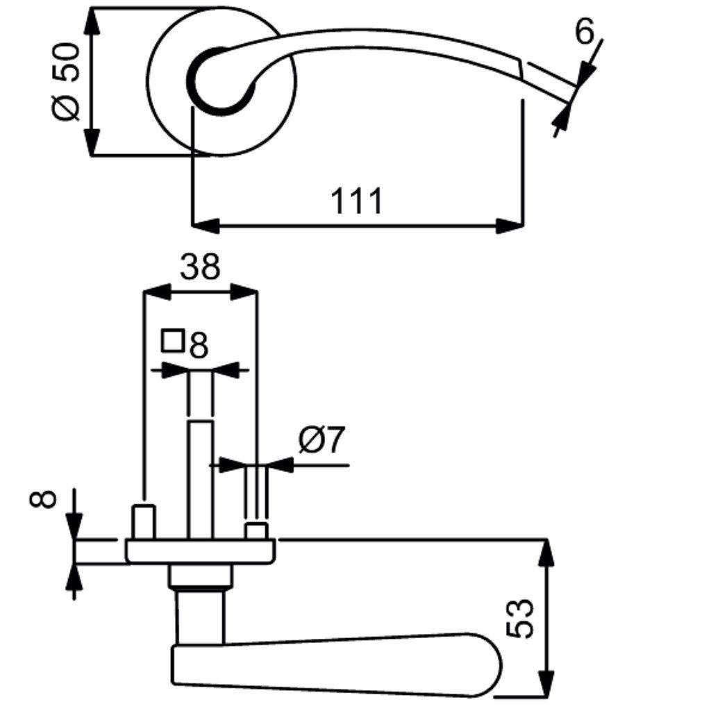 Türen Rosettengarnitur Drücker/Drücker für mit Alpertec L17/A48 messing Türbeschlag St), (1 brüniert PZ-Lochung