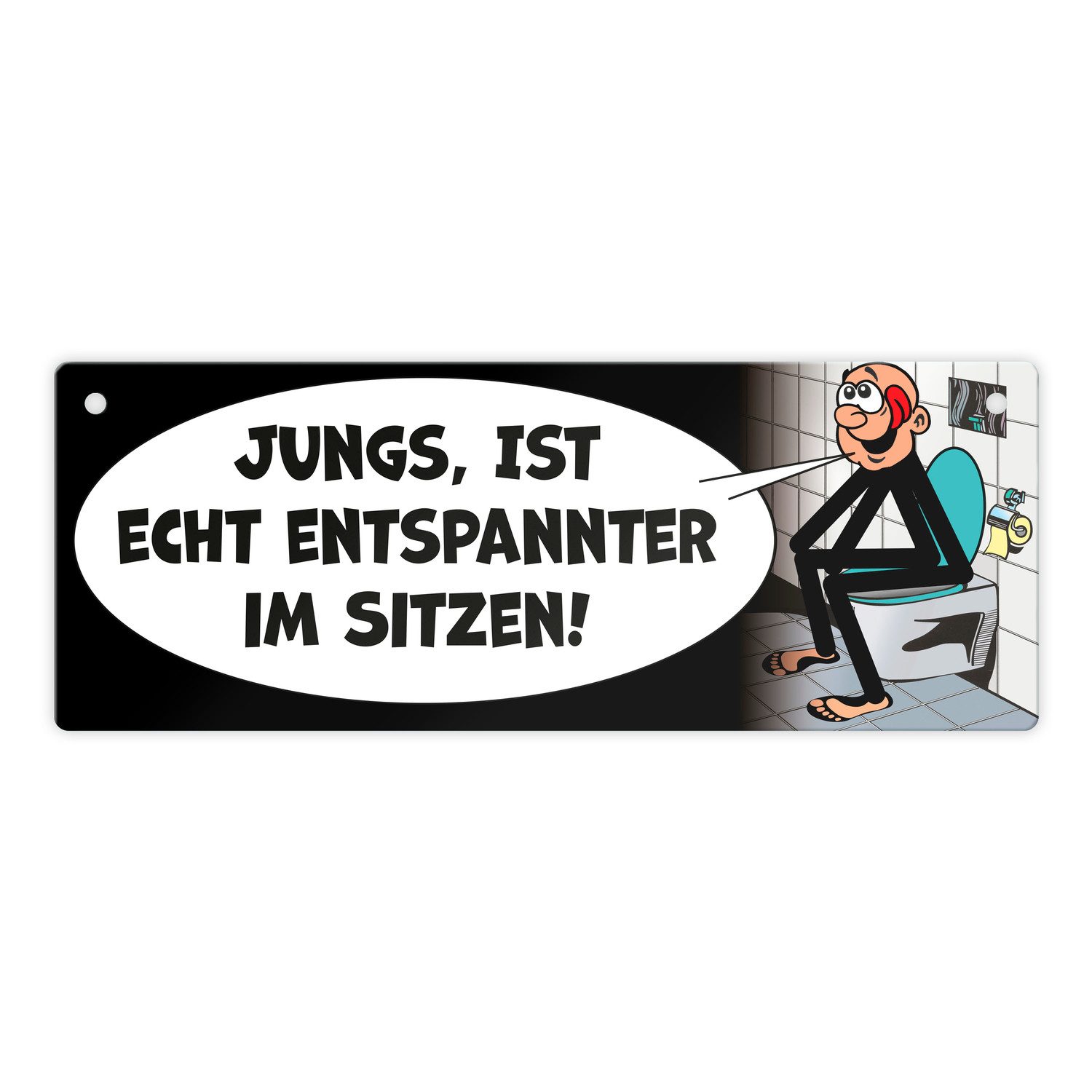 speecheese Metallschild Bitte im sitzen pinkeln Metallschild L in 10 5x28cm Comic Stil