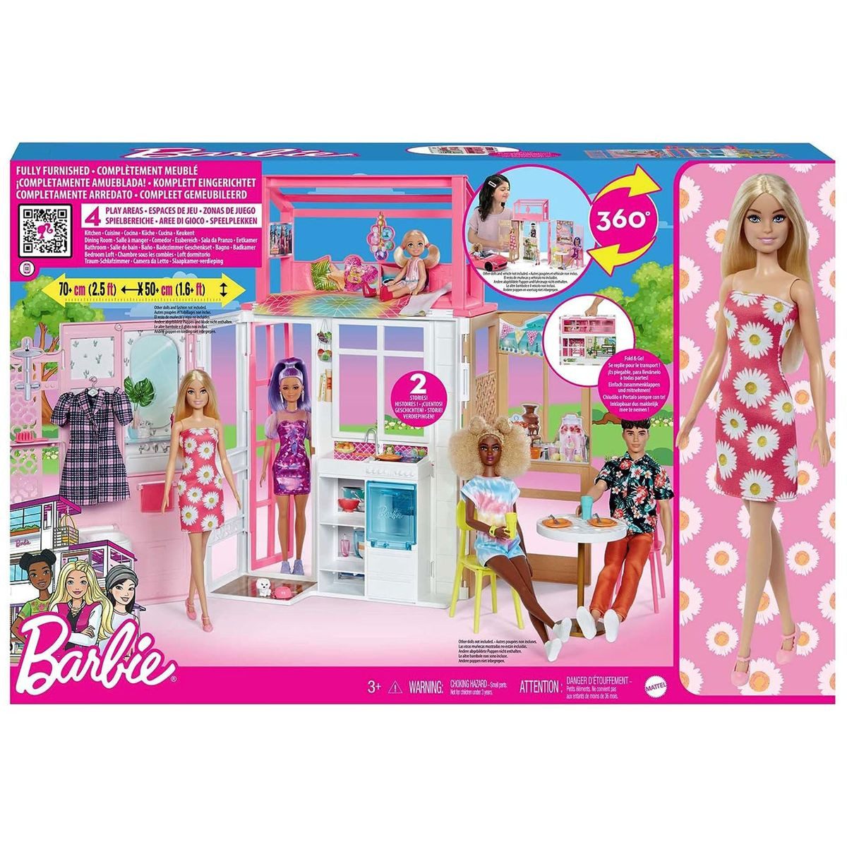 Mattel® Spielwelt Mattel HHY40 - Barbie - Barbie-Puppenhaus mit Puppe günstig online kaufen