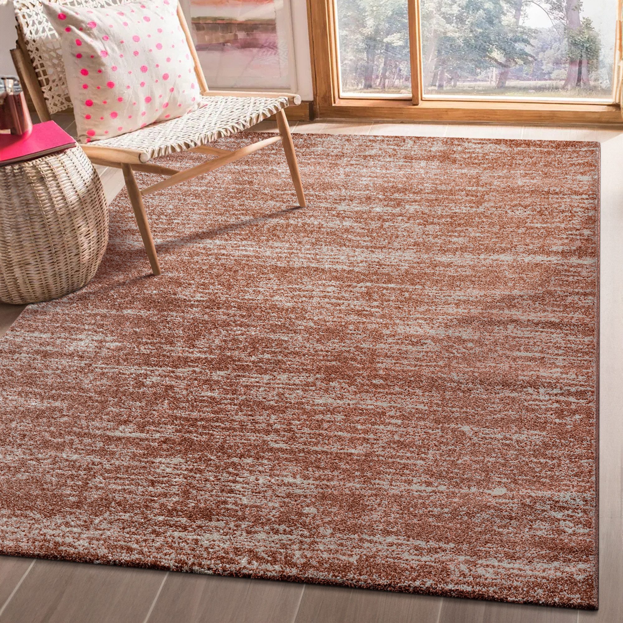 Sanat Teppich Oslo, auch als Läufer und in Rund, rechteckig, Höhe: 10 mm, meliert robuster Kurzflor, Wohnzimmer, Schlafzimmer, auch als Läufer
