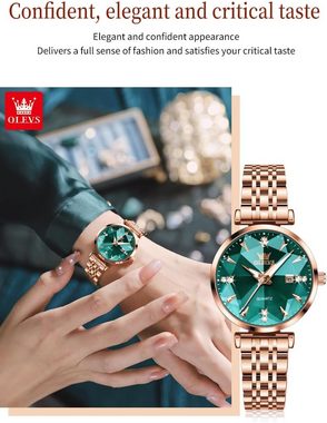 OLEVS Japanisches Quarzwerk Watch, Luxuriöse mit Diamantschliff-Spiegel für präzise Zeitmessung Passform