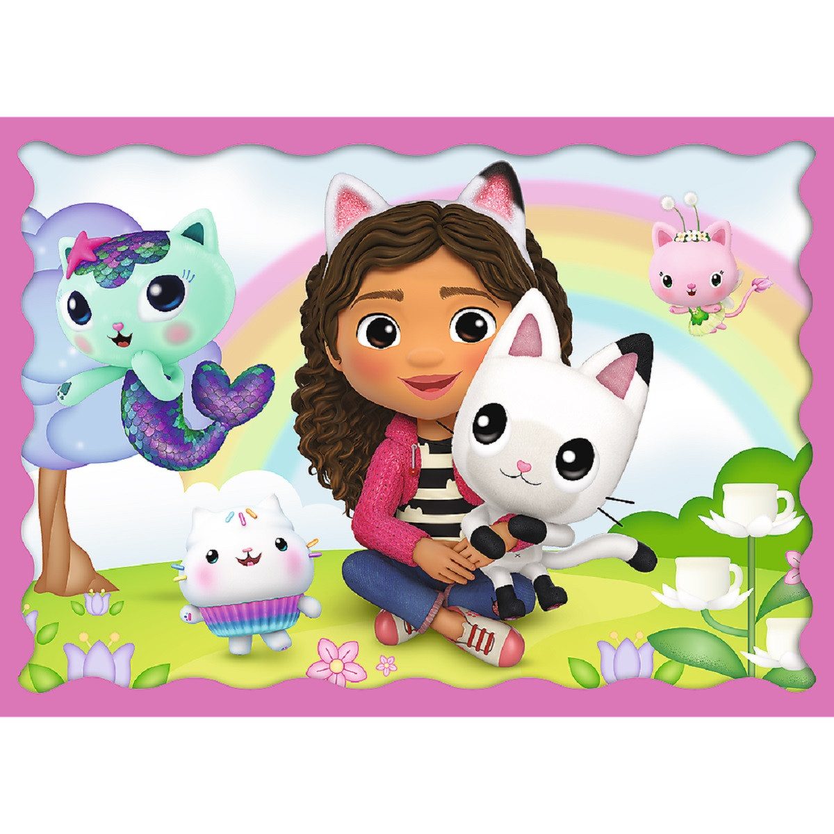 Gabby's Dollhouse Puzzle 4-in-1 Puzzle Set – Vier zauberhafte Puzzles in einem, Puzzleteile