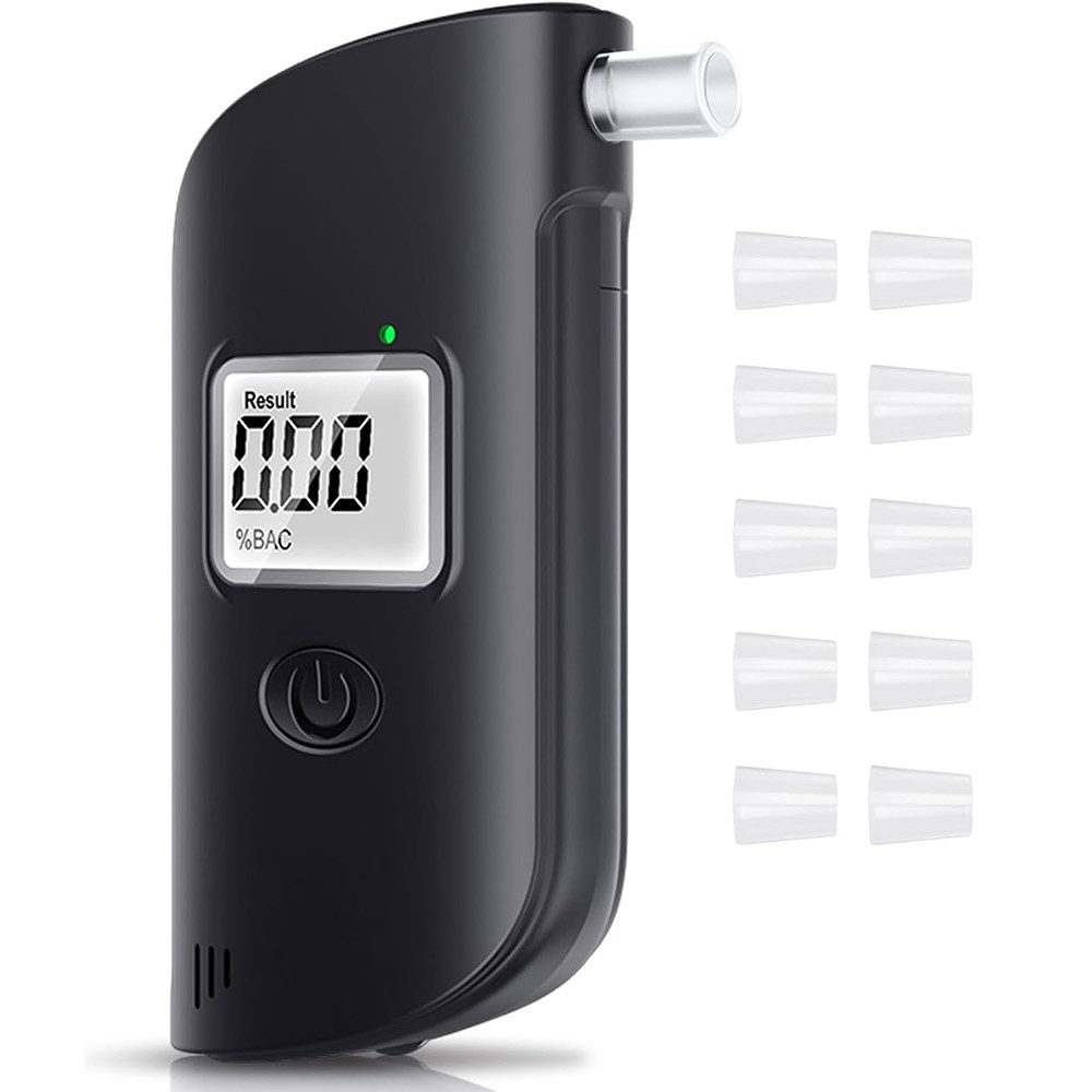 AFKSMILE Alkoholtestgerät Alkoholtester Polizeigenau,Promillemessgerät mit Digitaler LCD-Anzeige, (1-tlg), Alkoholtester Promillemessgerät mit 10 Mundstücken für Privaten