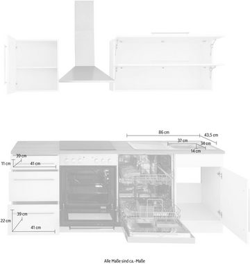 Kochstation Küchenzeile KS-Samos, mit E-Geräten, Breite 220 cm