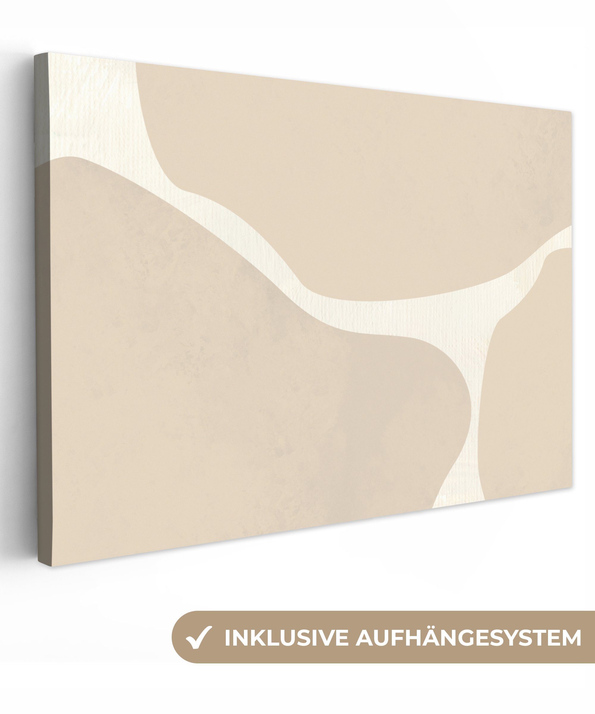 OneMillionCanvasses® Leinwandbild Abstrakt - Beige - Moderne Kunst, (1 St), Leinwand Bilder für Wohnzimmer Schlafzimmer, 90x60 cm