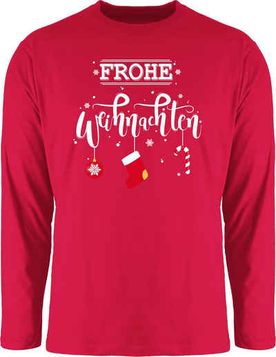 Shirtracer Rundhalsshirt »Frohe Weihnachten Lettering - Weihachten Kleidung - Herren Langarmshirt« weihnatspulli - weihnachtspulli schneeflocken - longshirt weihnachten