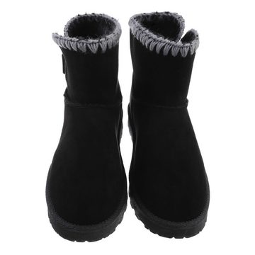 Ital-Design Damen Snowboots Freizeit Snowboots Flach Flache Stiefeletten in Schwarz