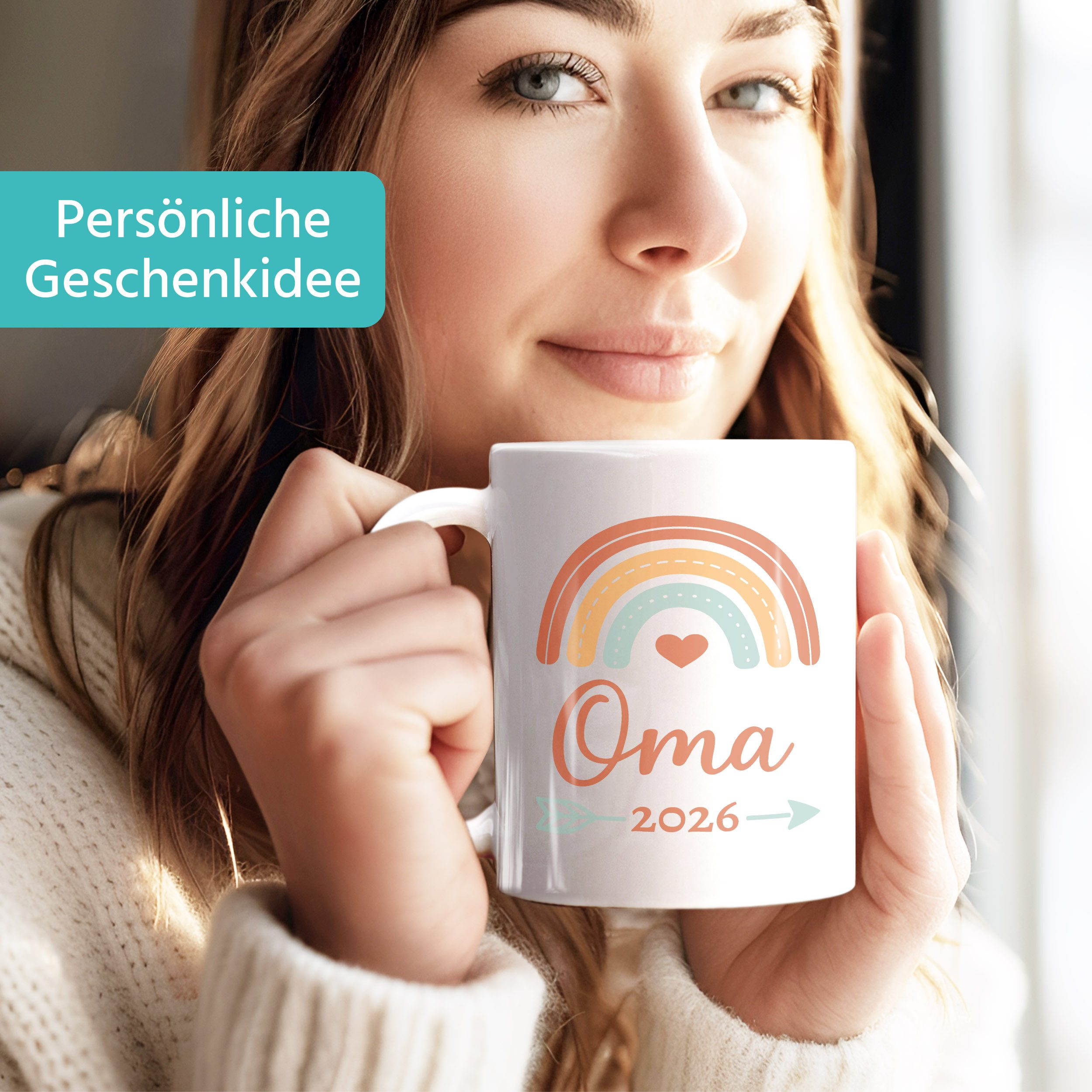 SpecialMe Tasse Tasse Babynews Schwangerschaft verkünden 2026 - Regenbogen Design -, Keramik
