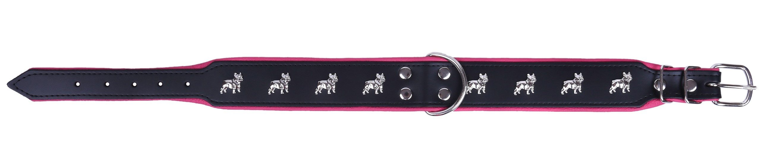 Sarcia.eu Hunde-Halsband Schwarzes Hundehalsband aus Leder französische Bulldogge- 65 cm