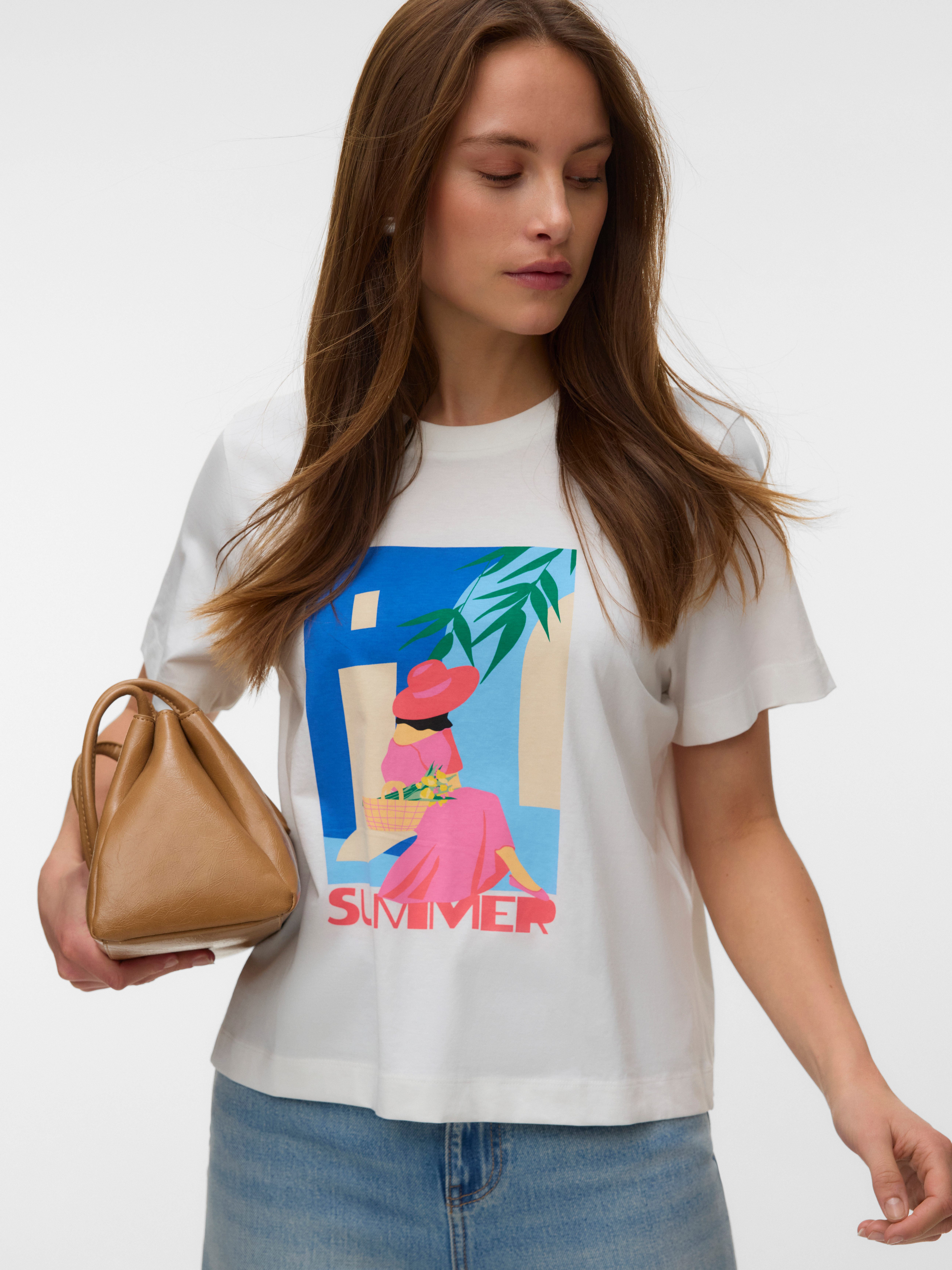 Vero Moda Kurzarmshirt VMSALLI METTE SS TOP BOX JRS Baumwolle, regular fit