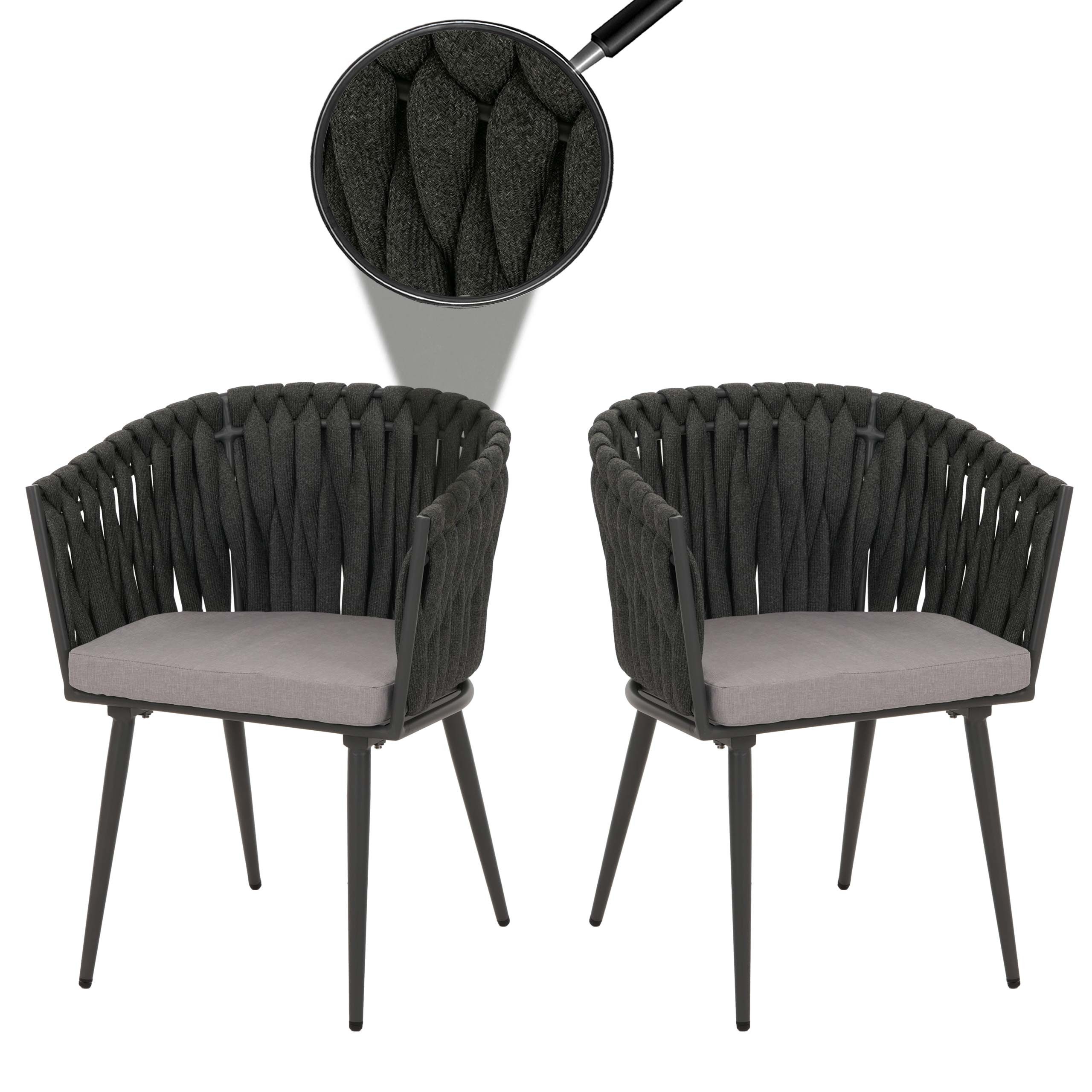 MCW Esszimmerstuhl MCW-N38-I-2 (2er-Set), Mit besonders dickem elastischem Seilgeflecht