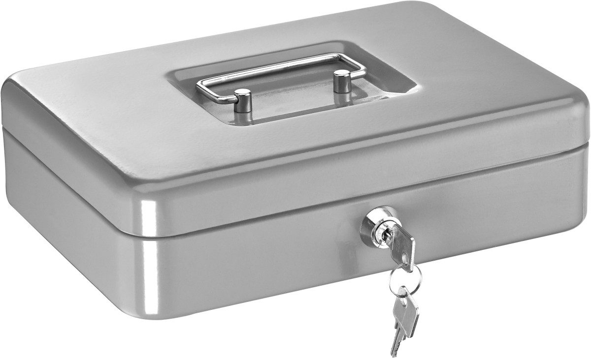 ALCO Geldkassette Geldkassette Stahlblech mit Schloss 250x170x75mm silber