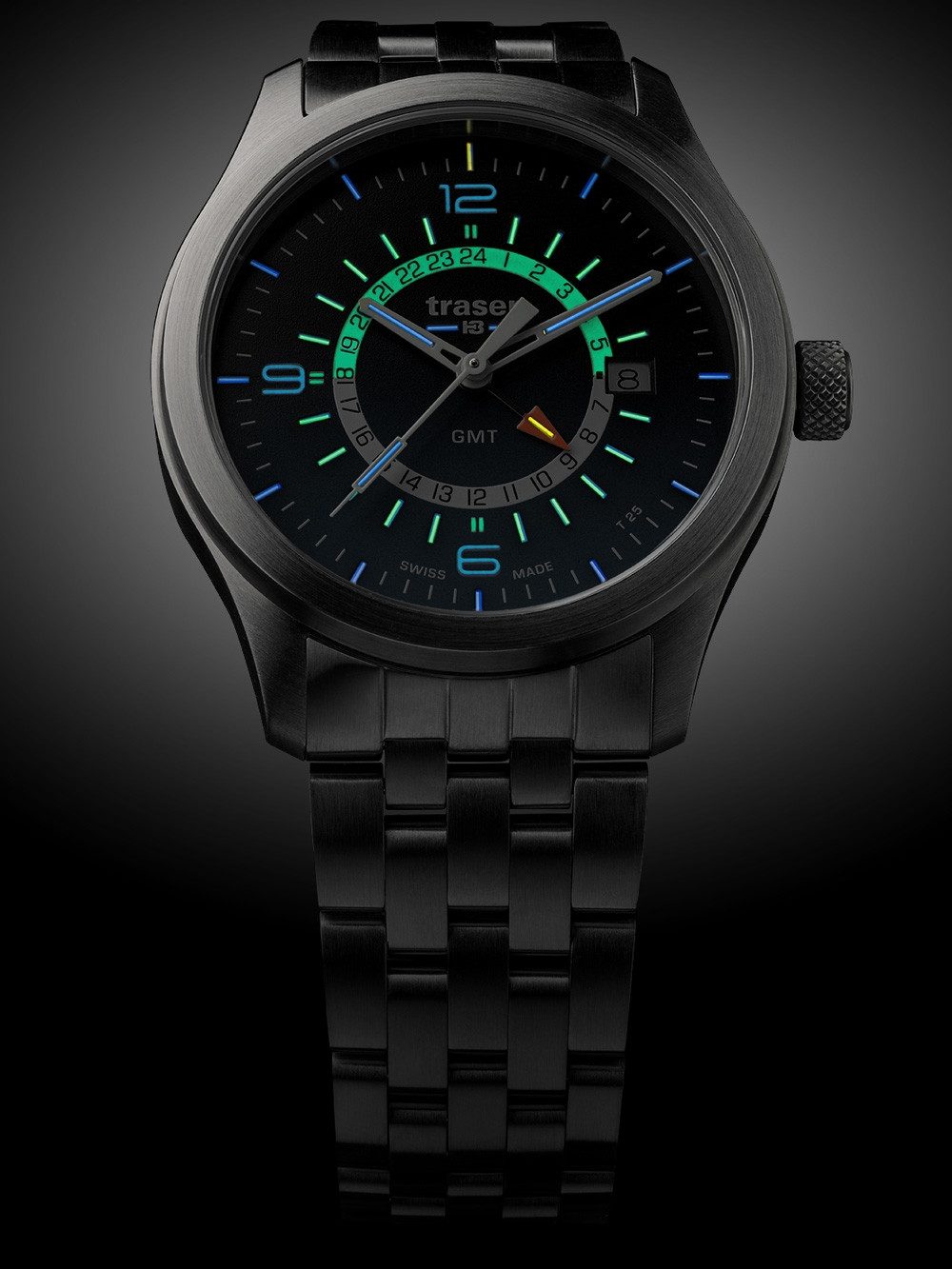 Traser Quarzuhr Traser H3 107232 P59 Aurora GMT Herrenuhr 42mm 10ATM Traser H3 107232 P59 Aurora GMT Herrenuhr 42mm 10ATM