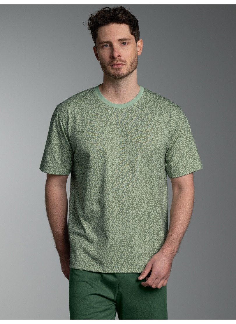 Trigema T-Shirt TRIGEMA T Shirt mit Allover Tetris Muster (1-tlg)
