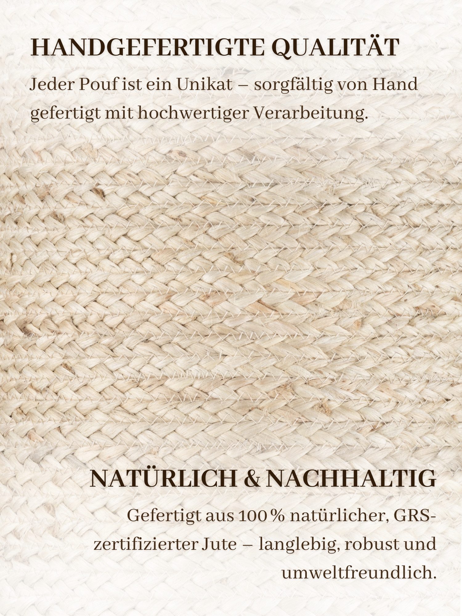 HANSE Home Pouf Looma, Jute (1-St), Jute, Natur, Wohnzimmer, Esszimmer, Schlafzimmer, Flur, Modern, Boho